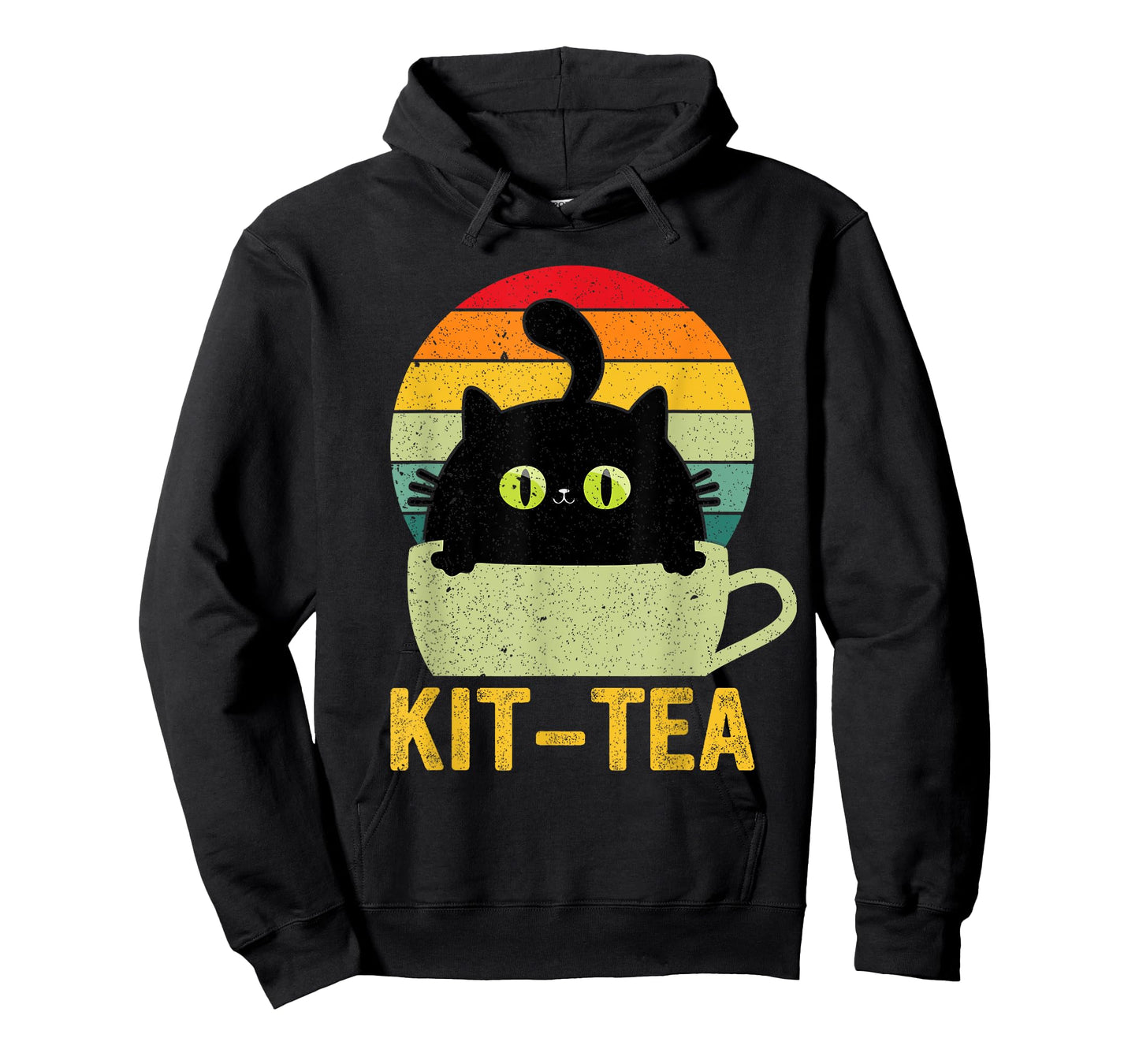 Kit Tea Black Kitty Cat Tea Lover Men Women Girls Kids T-Shirt