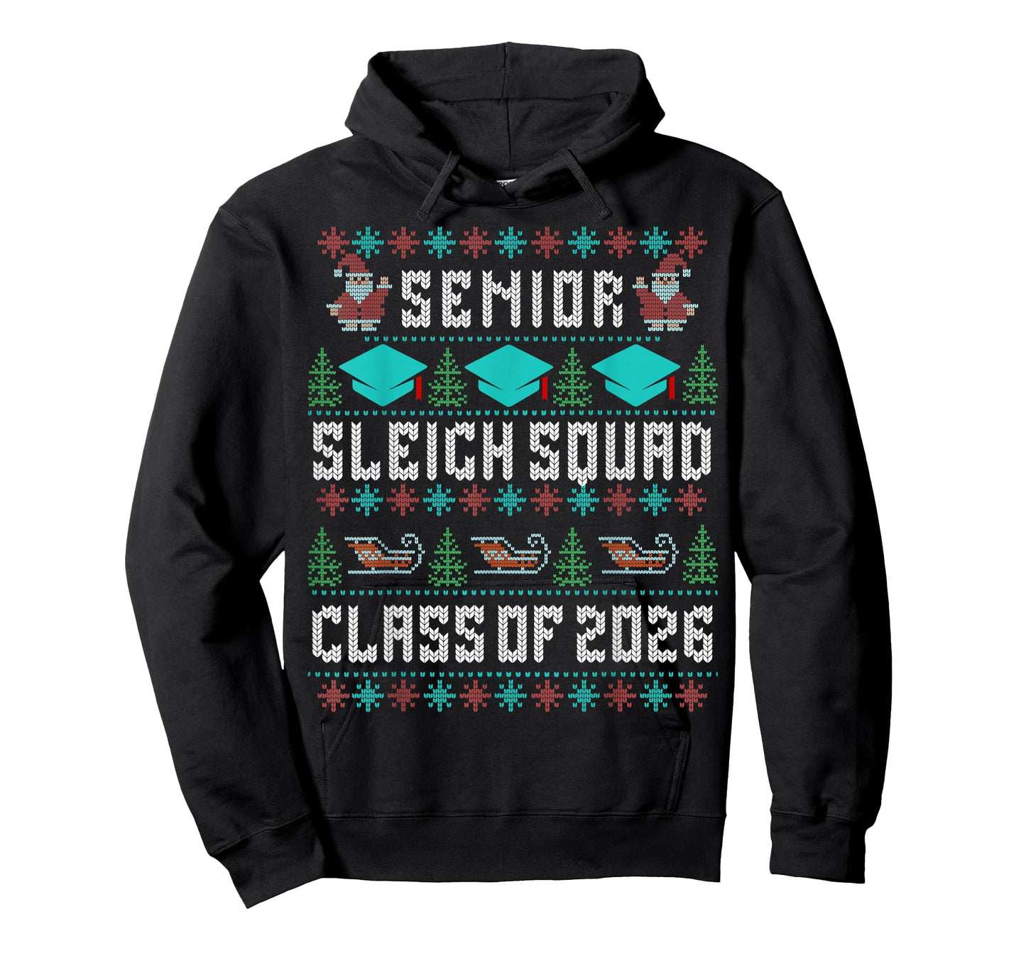 Senior Sleigh Squad Graduation Class of 2026 Ugly Christmas T-Shirt