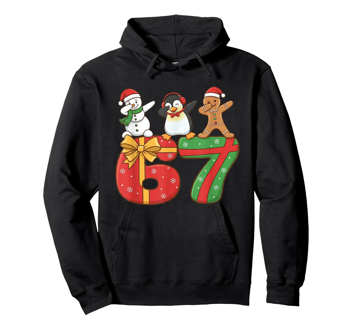 67 Christmas Dabbing Snowman Penguin Gingerbread 6 7 Meme T-Shirt
