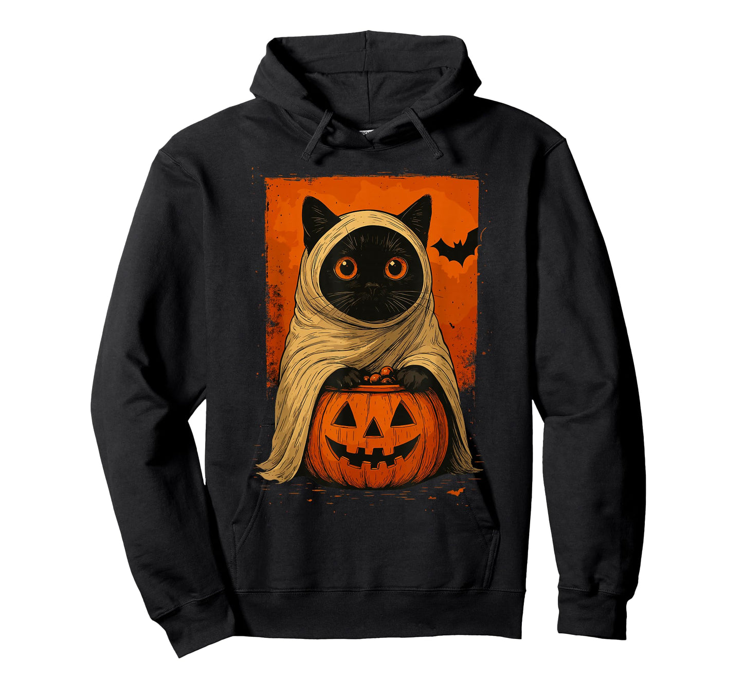 Funny Vintage Black Cat Halloween Pumpkin Spooky Ghost Women T-Shirt