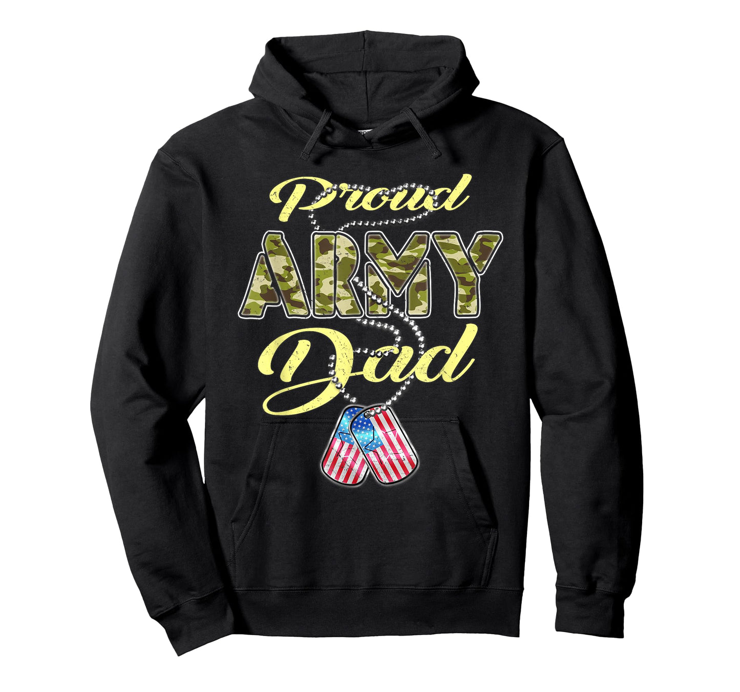 Proud Army Dad US Flag Camo Dog Tags Pride Military Father T-Shirt