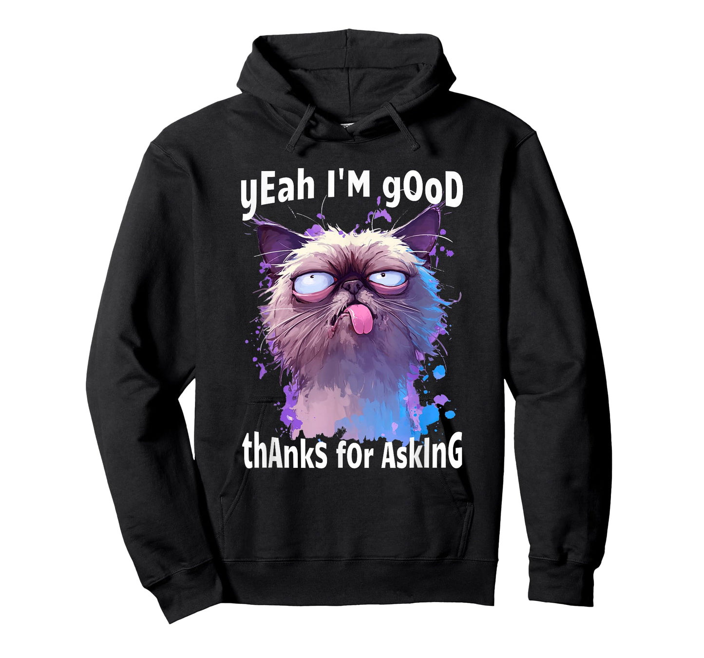 Funny Cat Face Meme Cat Stressed Kitty Yeah I'm Good Thanks T-Shirt