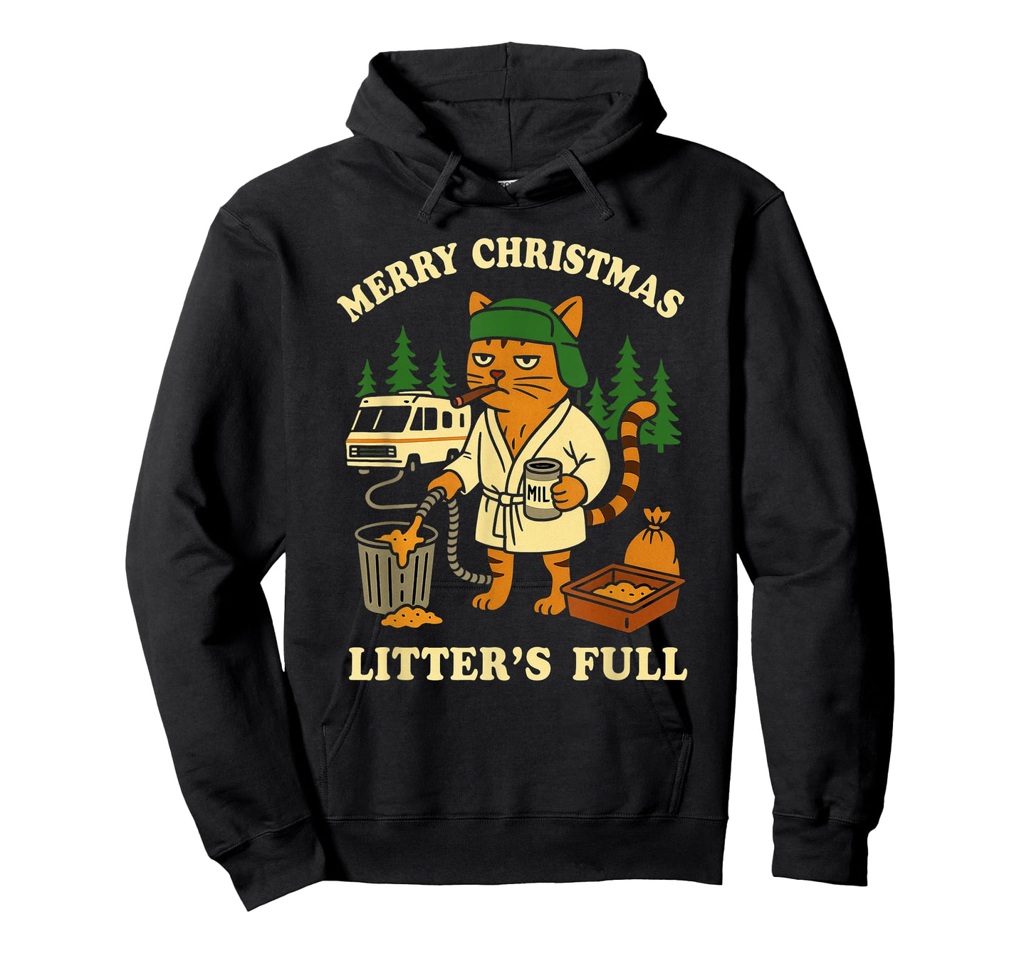 Merry Christmas Litter’s Full Funny Cat RV Holiday Tee T-Shirt