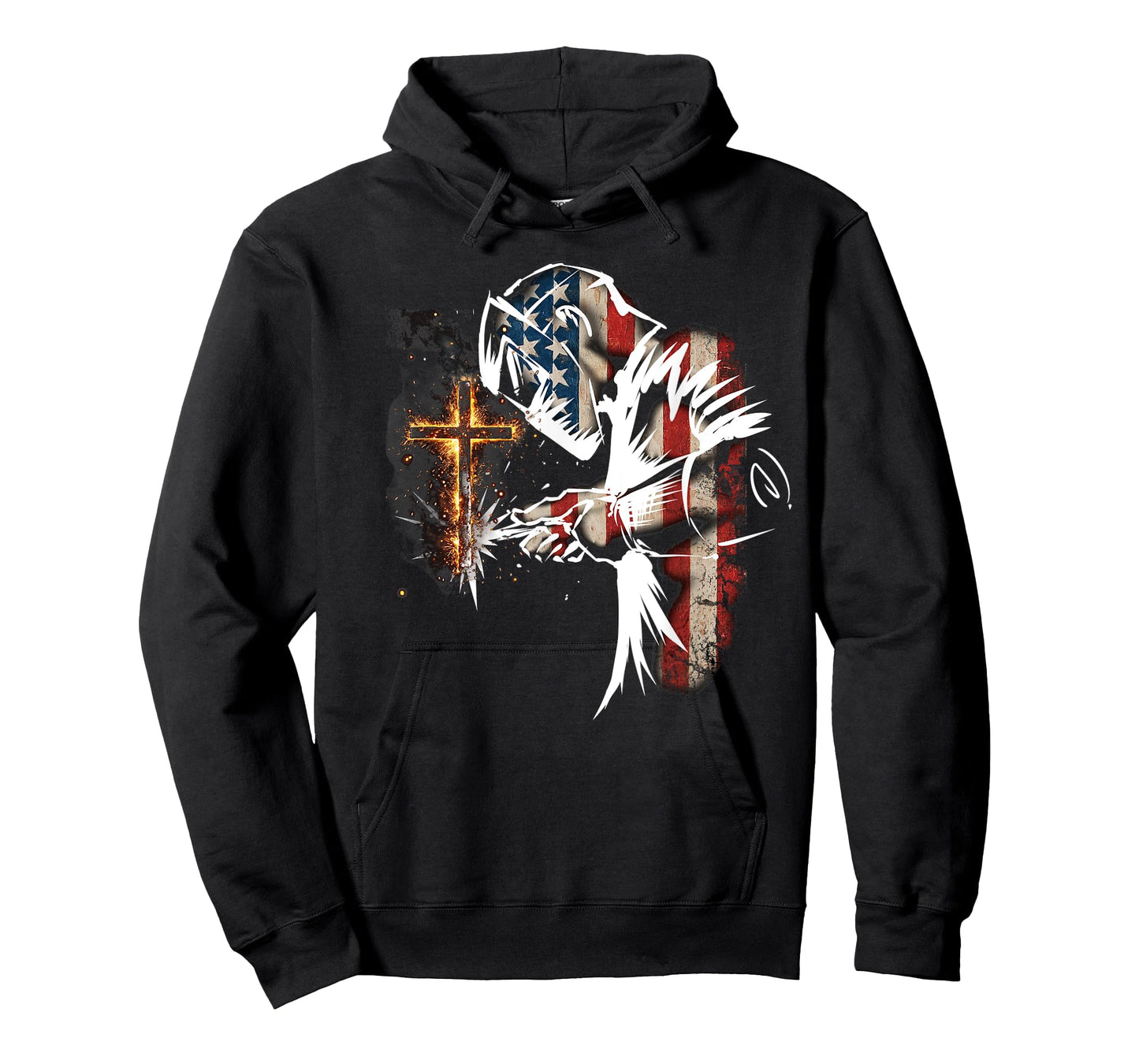 Welder American Flag Mig Tig Welding Faith Cross Christian T-Shirt