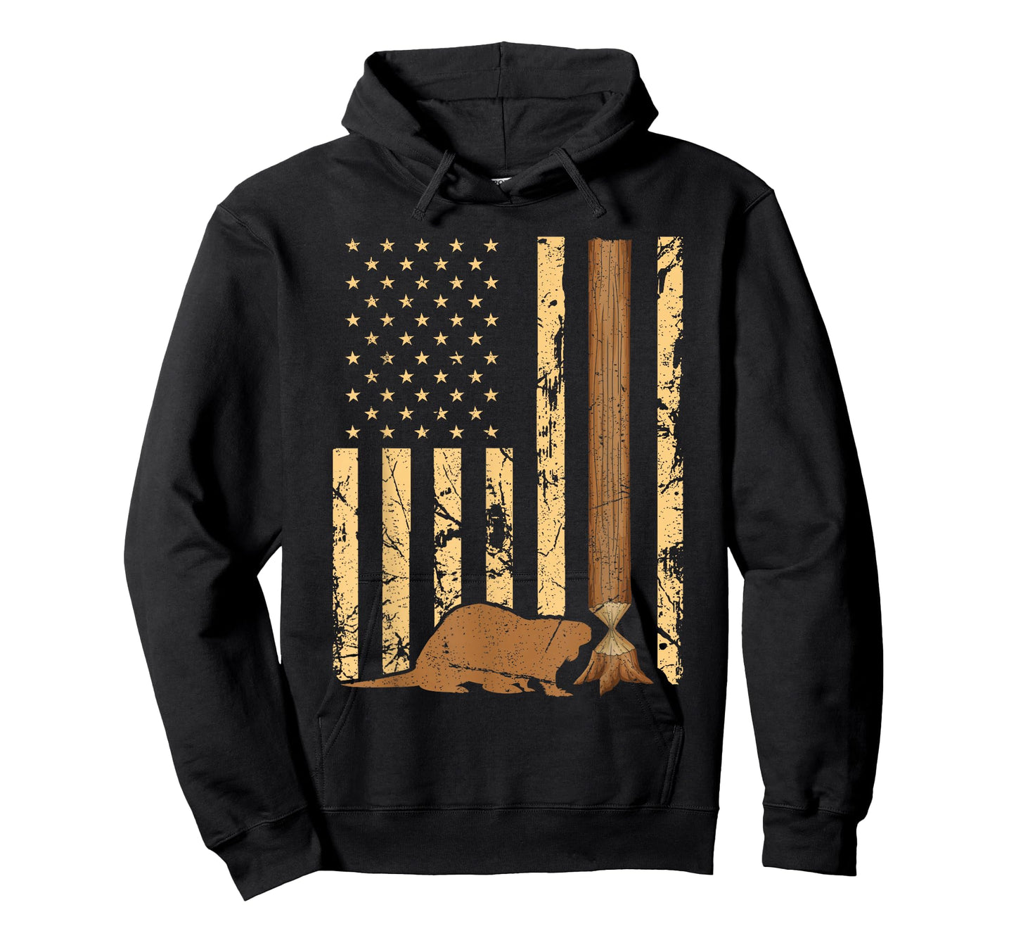 Beaver Hunting American Flag Vintage Patriotic Beaver Hunter T-Shirt