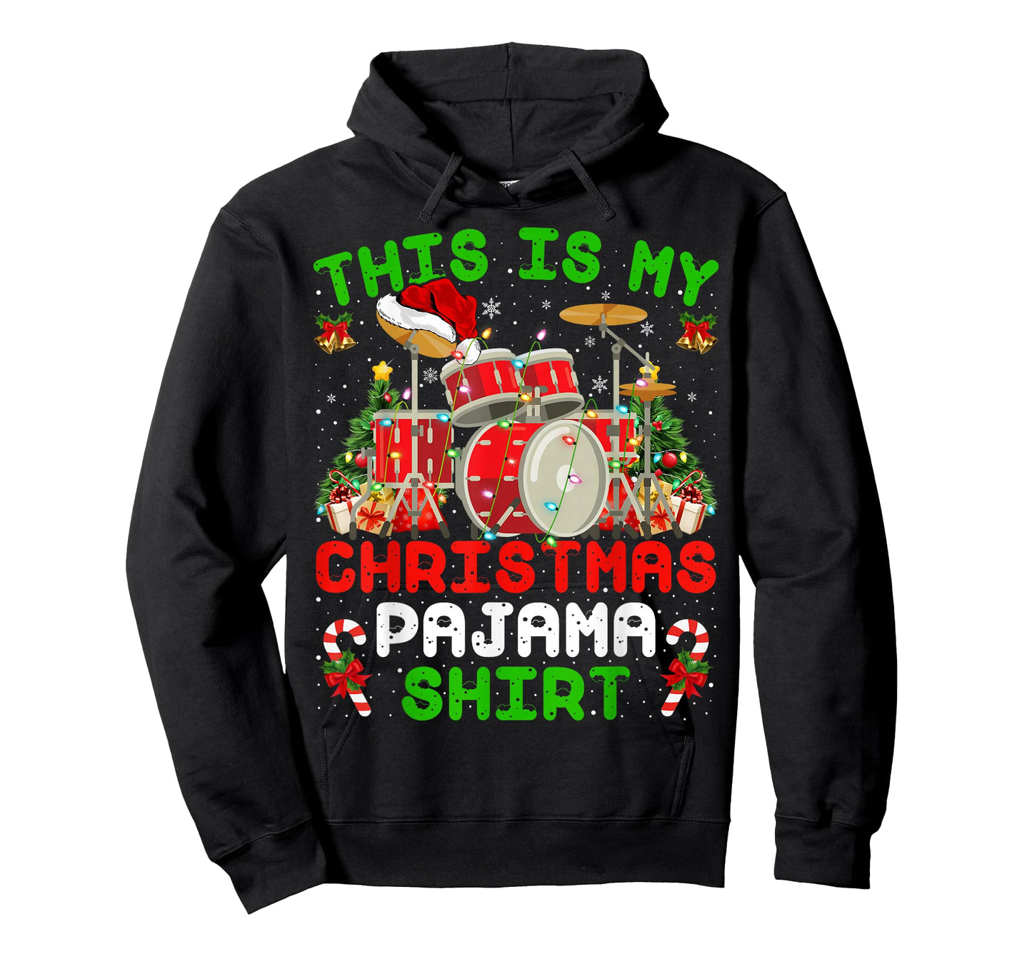 Funny This Is My Christmas Pajama Shirt Drum Kit Christmas T-Shirt
