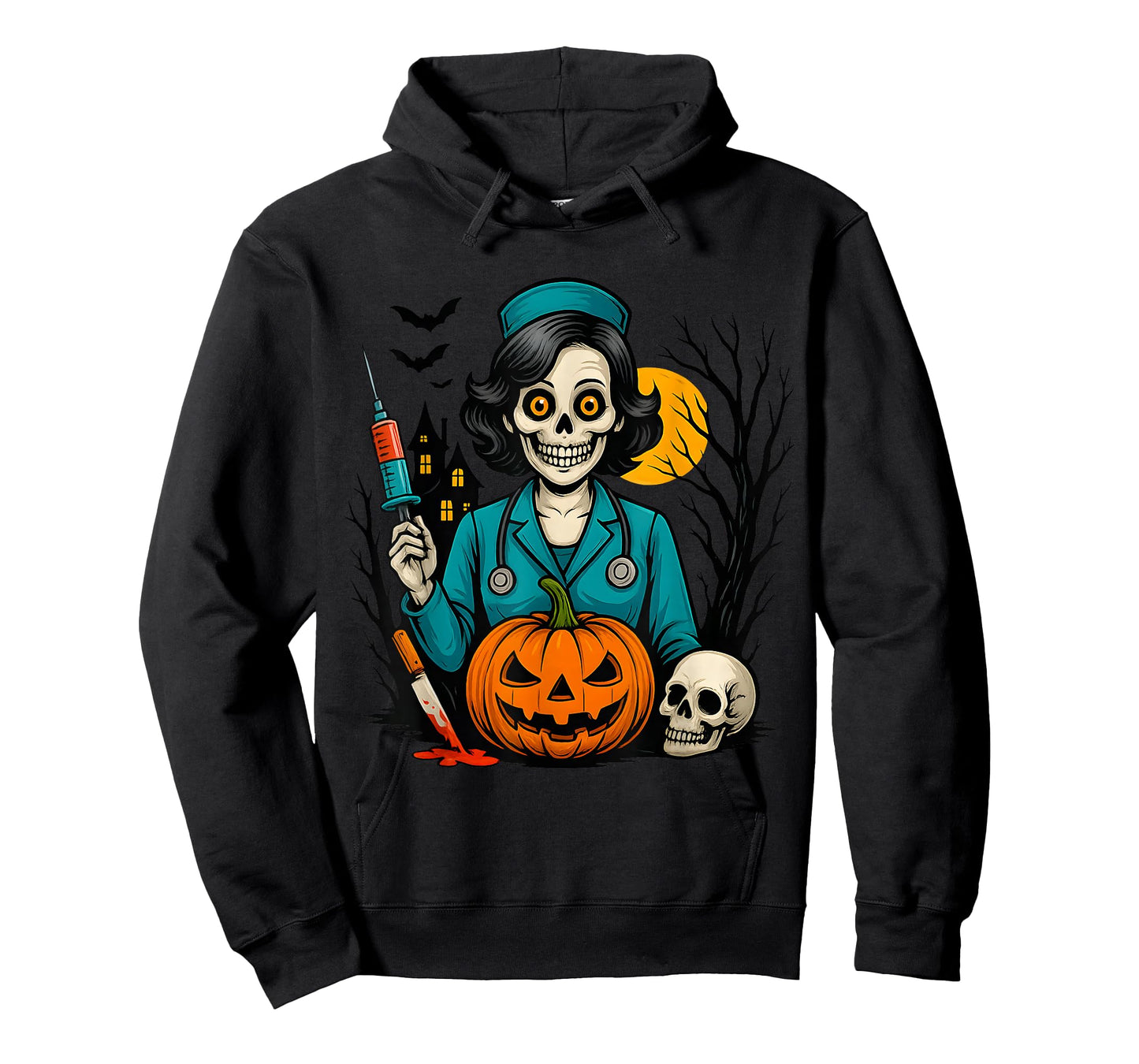 Creepy Skeleton Nurse Halloween Costume for Horror Fans T-Shirt