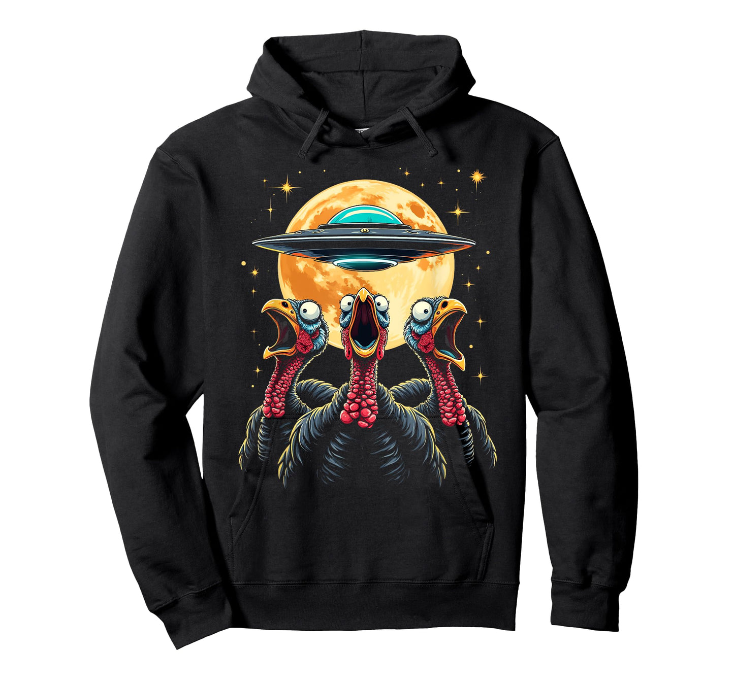 Funny Turkey Abduction Full Moon - Alien Thanksgiving UFO T-Shirt