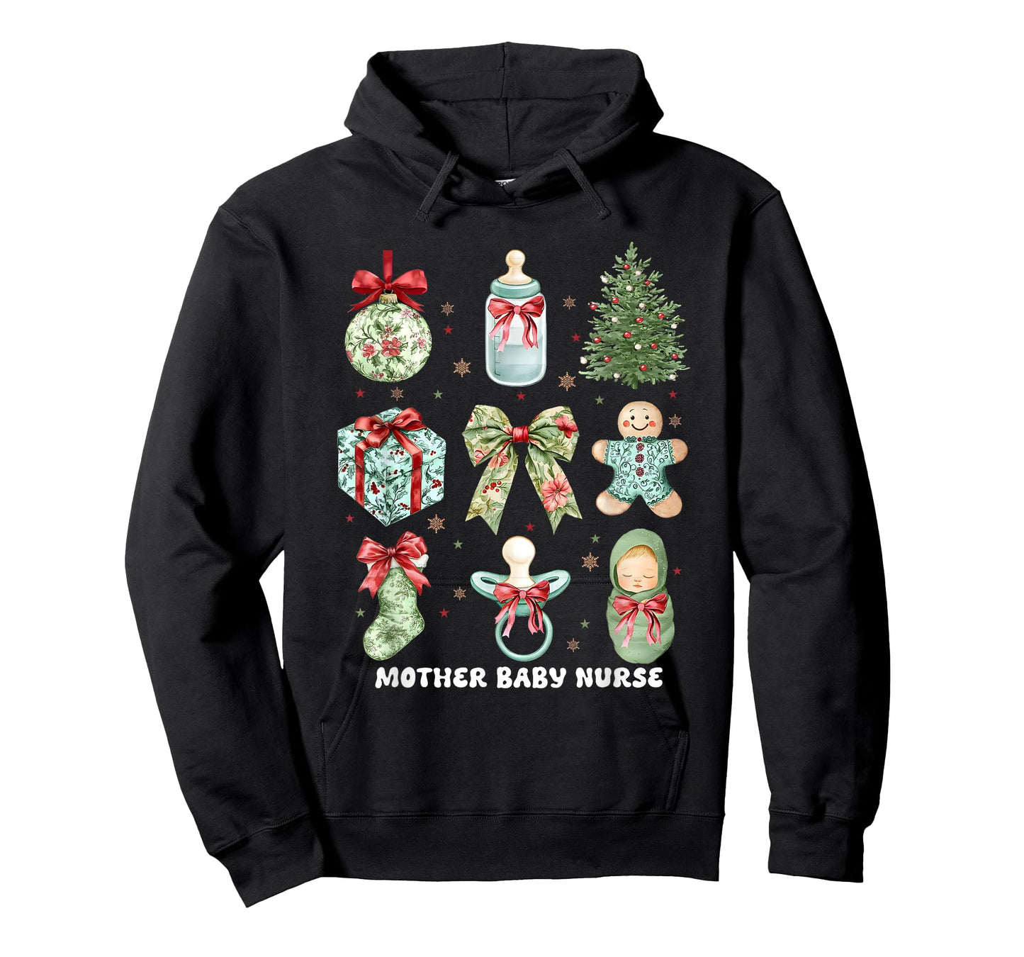 Coquette Christmas Mother Baby Nurse Postpartum Nurse Squad T-Shirt