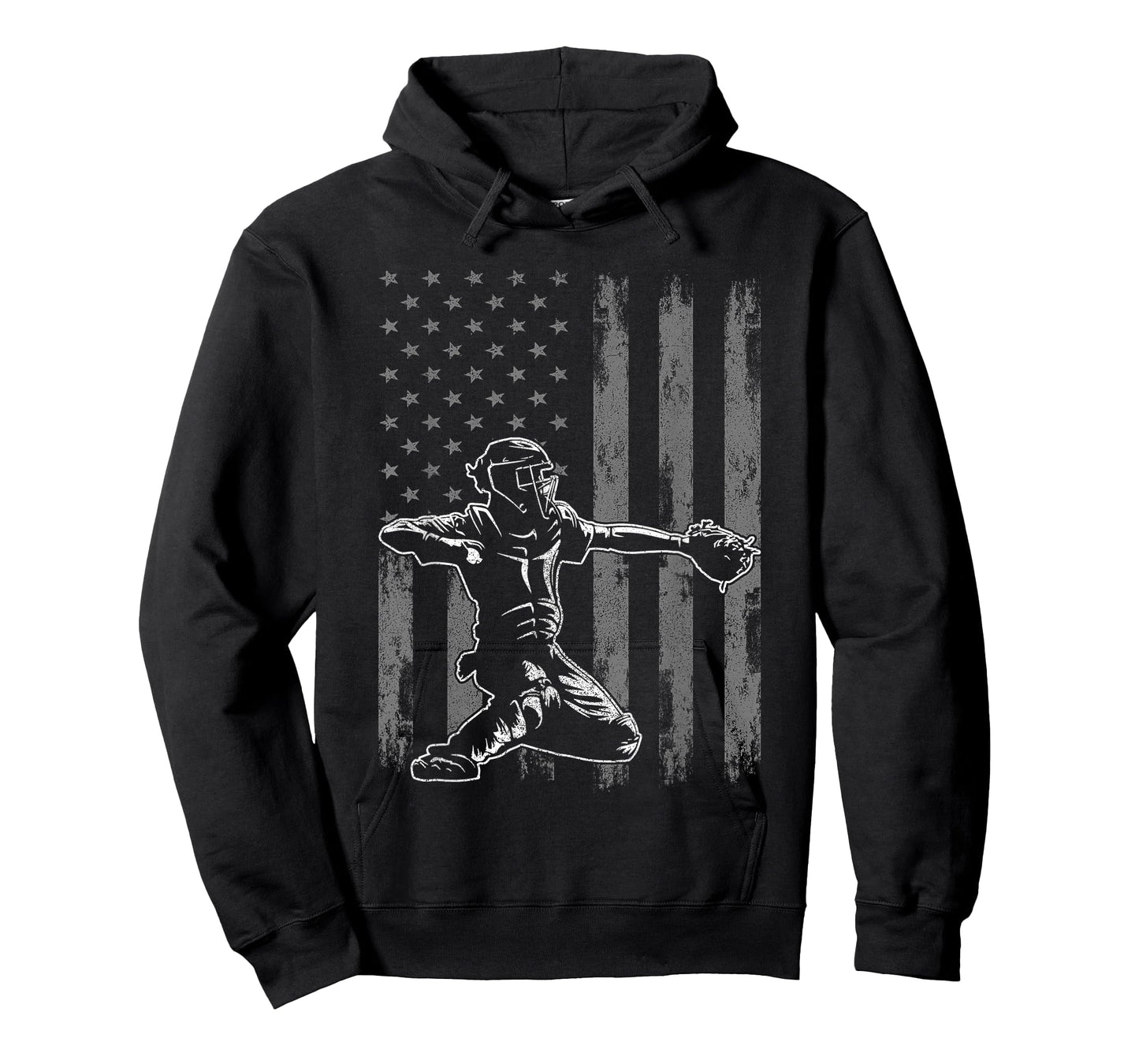 Baseball Catcher Shirt for Boys Men, Baseball USA Flag T-Shirt