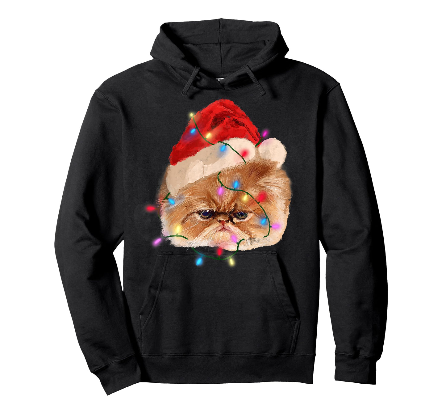 Funny Xmas Persian Cat Christmas Lights Adorable Face Fluffy T-Shirt
