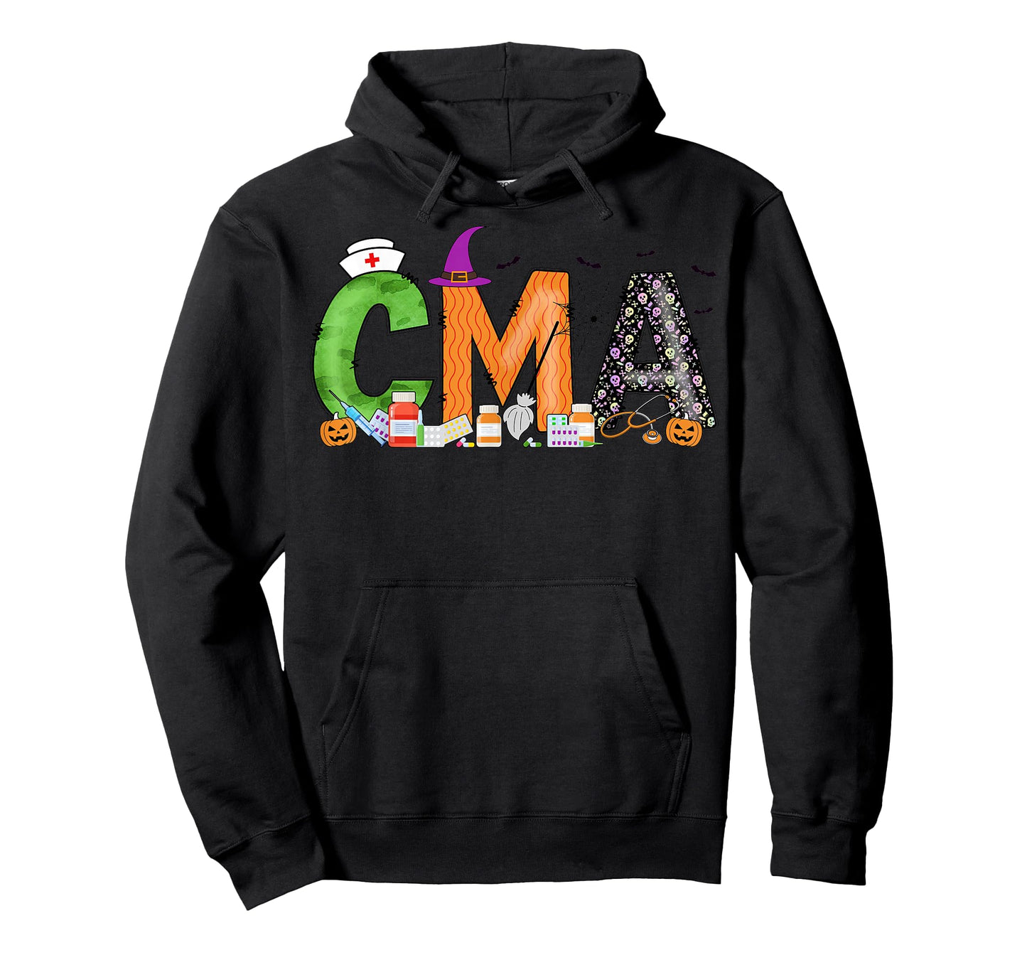 Certified Medical Assistants CMA Witch Nurse Skull Halloween T-Shirt