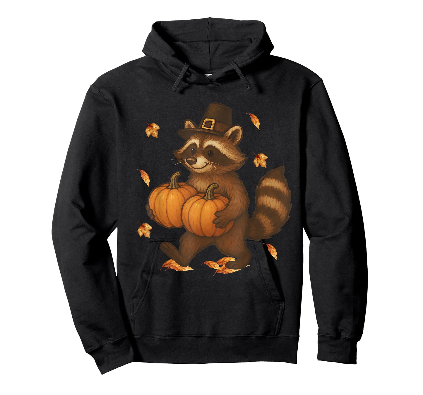 Cute Thanksgiving Raccoon with Pumpkins Pilgrim Fall Leaves T-Shirt