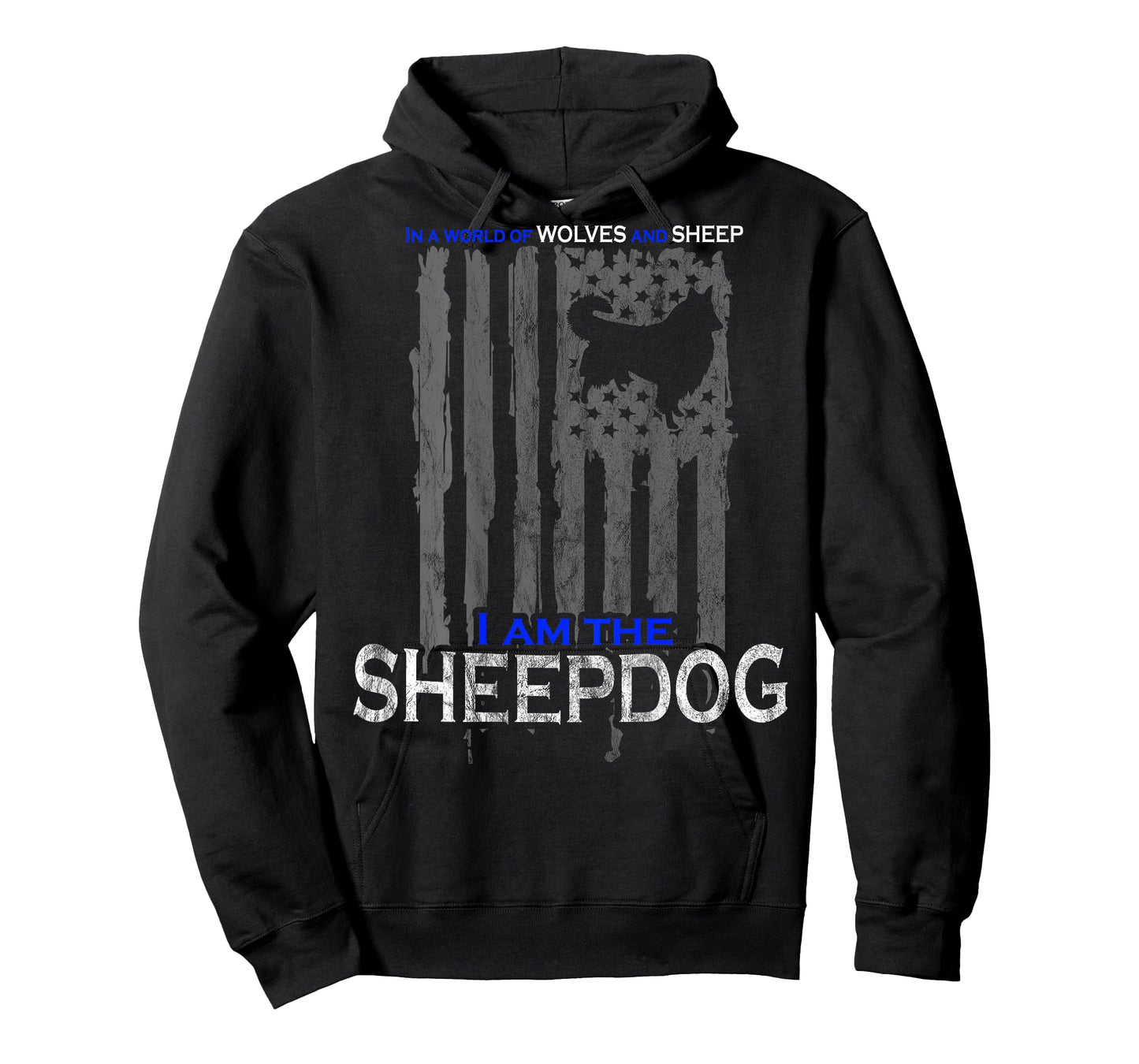 Patriotic Sheepdog, Wolves, and Sheep American Flag Women Men T-Shirt