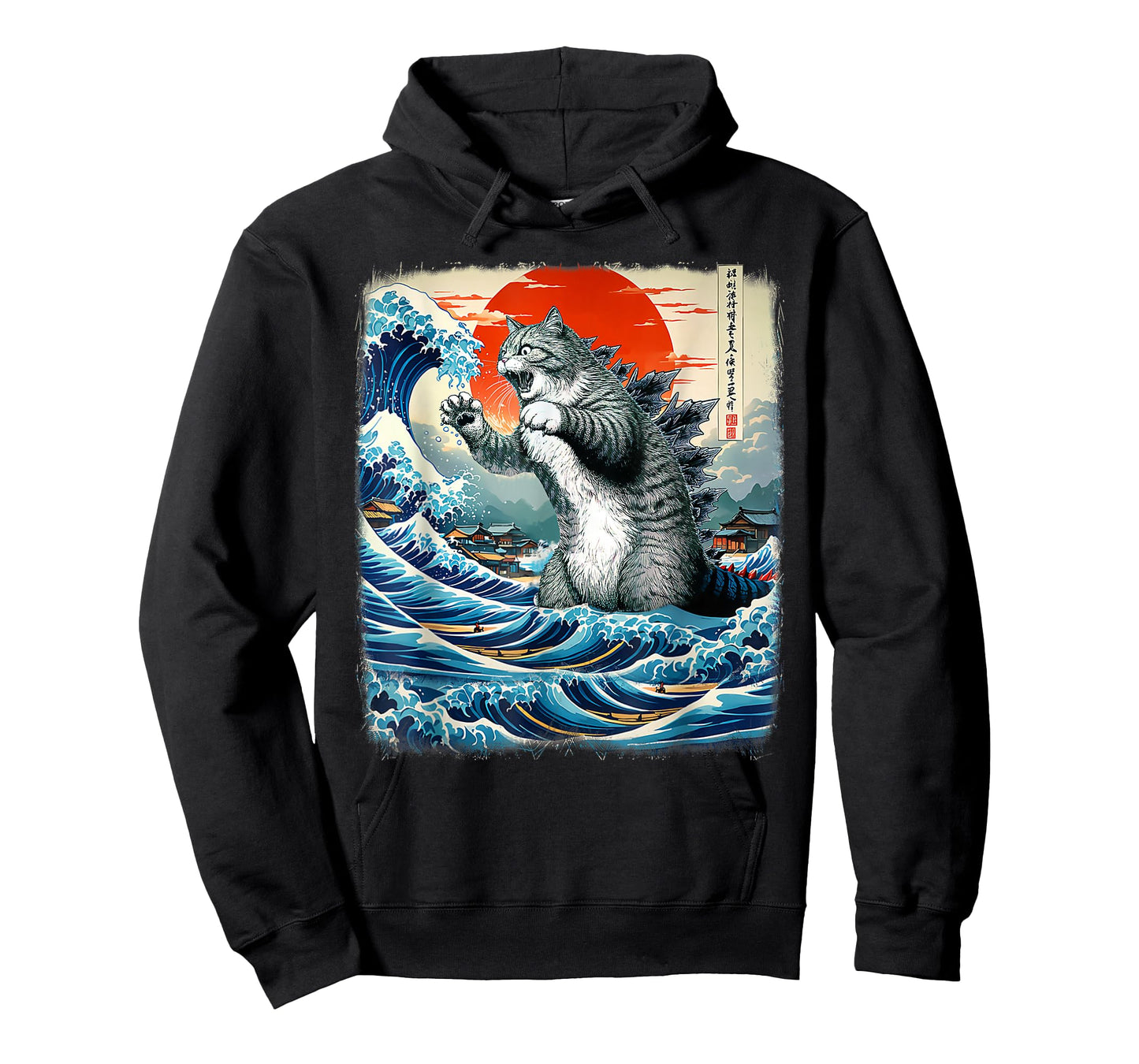 Catzilla Cat Japanese Art Cat Gifts For Men Women Kids T-Shirt