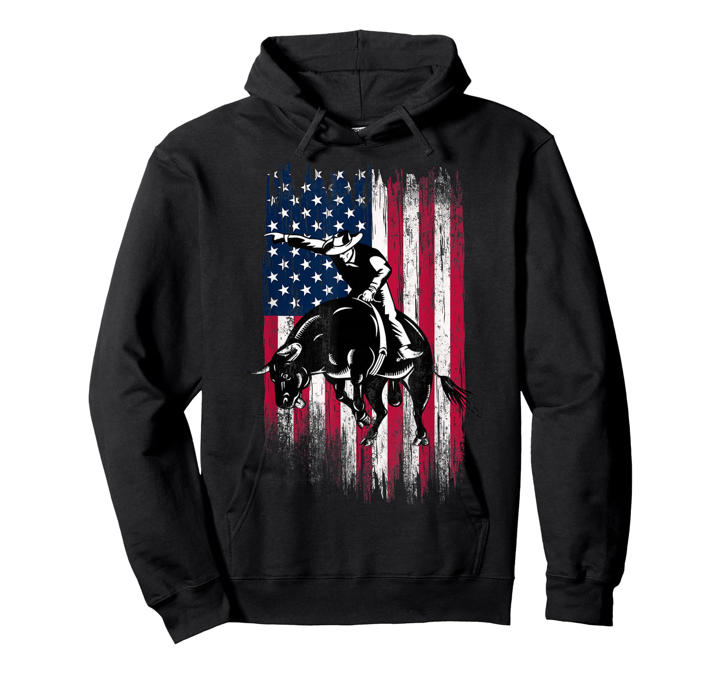 Rodeo Bull Rider Patriotic American Flag Cowboys T-Shirt Small