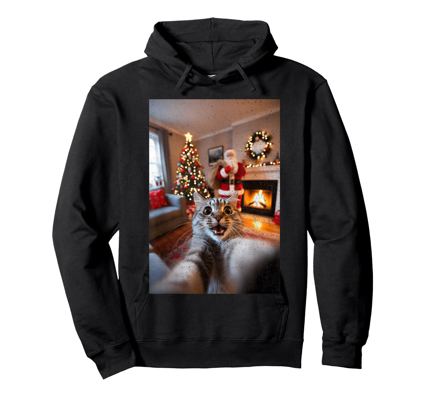 Funny Cat Santa Selfie Xmas T-Shirt