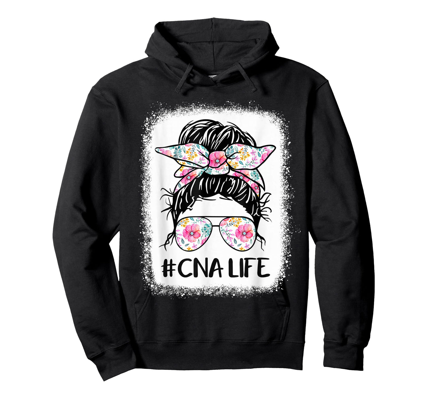 CNA Life Bleached Shirts Flower Messy Bun CnaLife T-Shirt