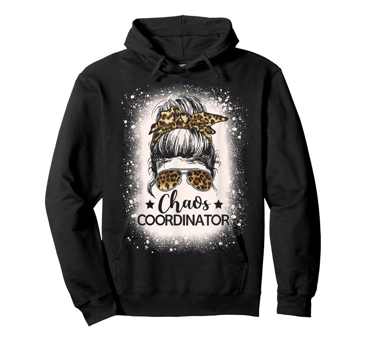 Chaos Coordinator Leopard Messy Bun Bleached Girls Women T-Shirt