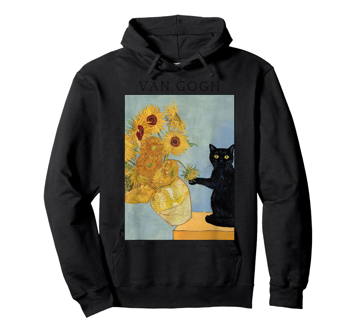 Funny Cat & Sunflowers Van Gogh Art Parody Vintage T-Shirt