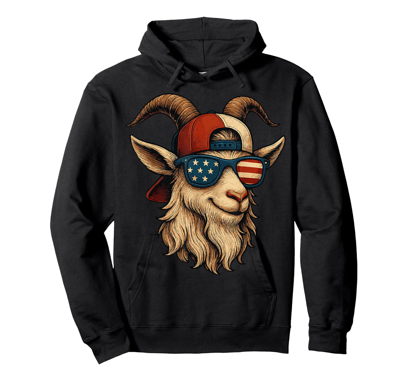 4th of July Goat USA Flag Sunglasses Patriotic Animal Design T-Shirt