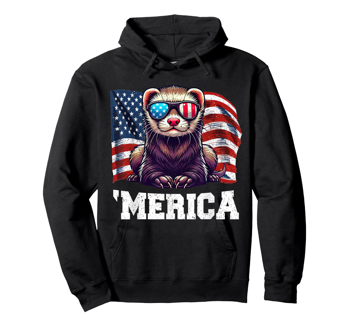 'Merica Ferret Pet Lovers USA Flag Sunglasses 4th Of July T-Shirt