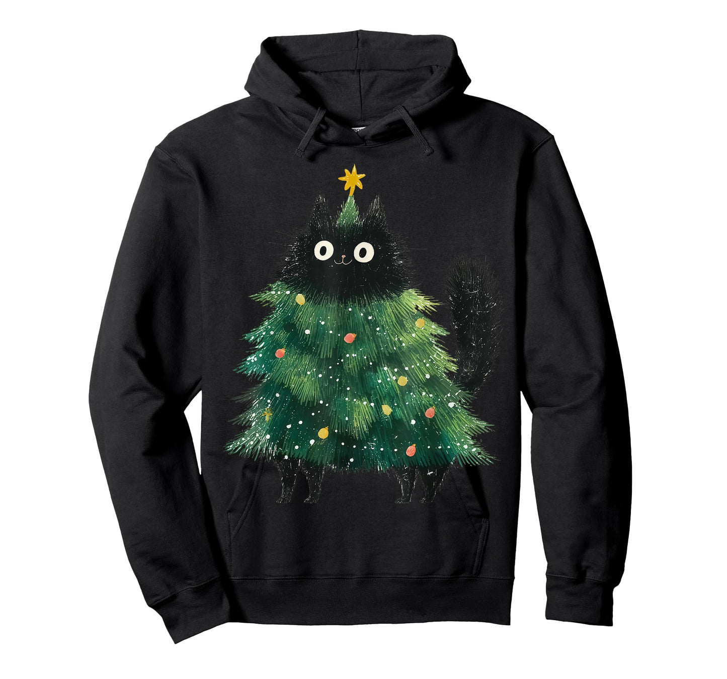 Cute Black Cat in Christmas Tree Cat Lover Holiday Pajama T-Shirt