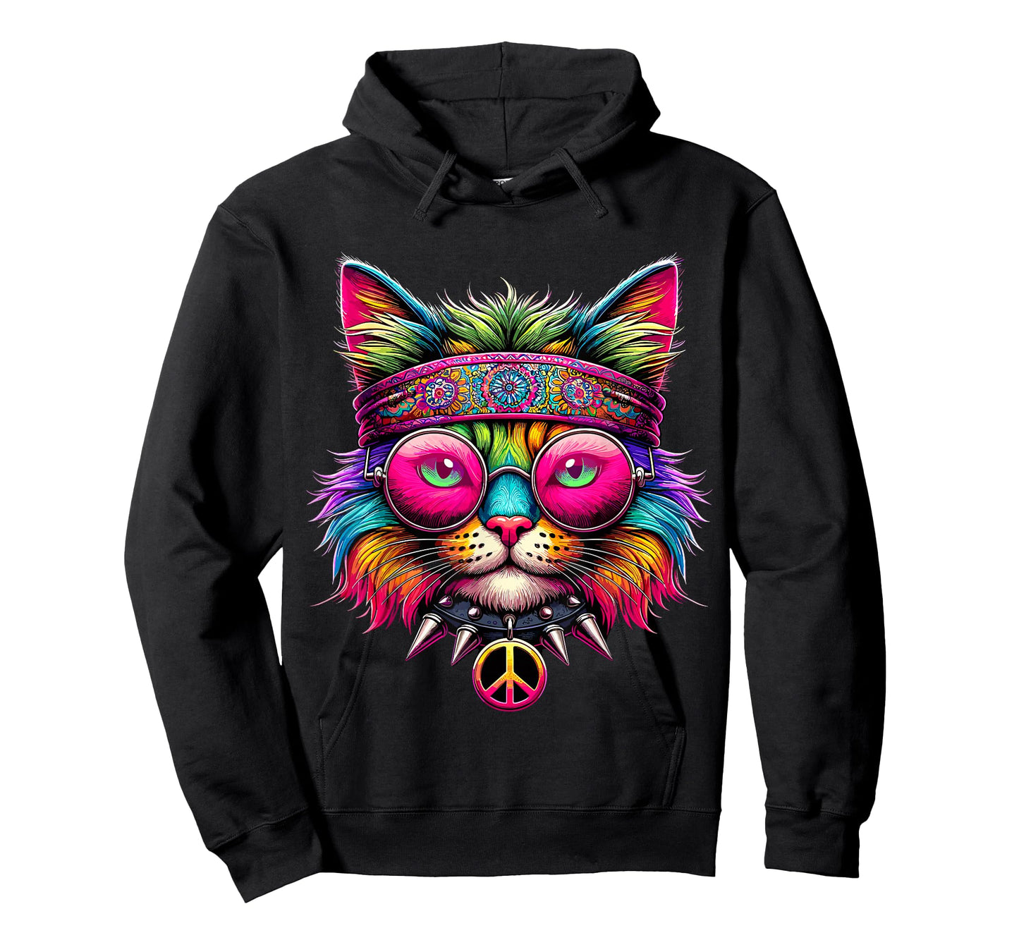Hippie Cat Peace Sign T-Shirt