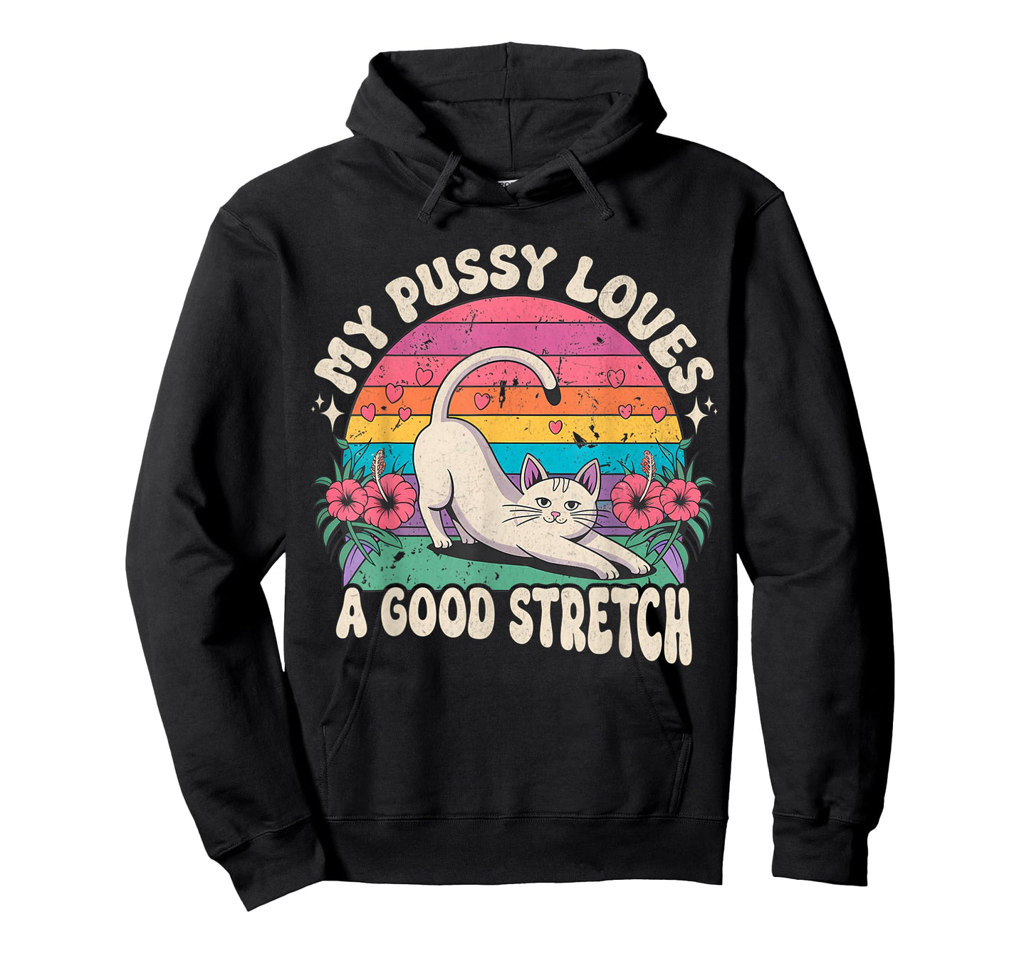 My Pussy Loves A Good Stretch Inappropriate Adult Humor Cat T-Shirt