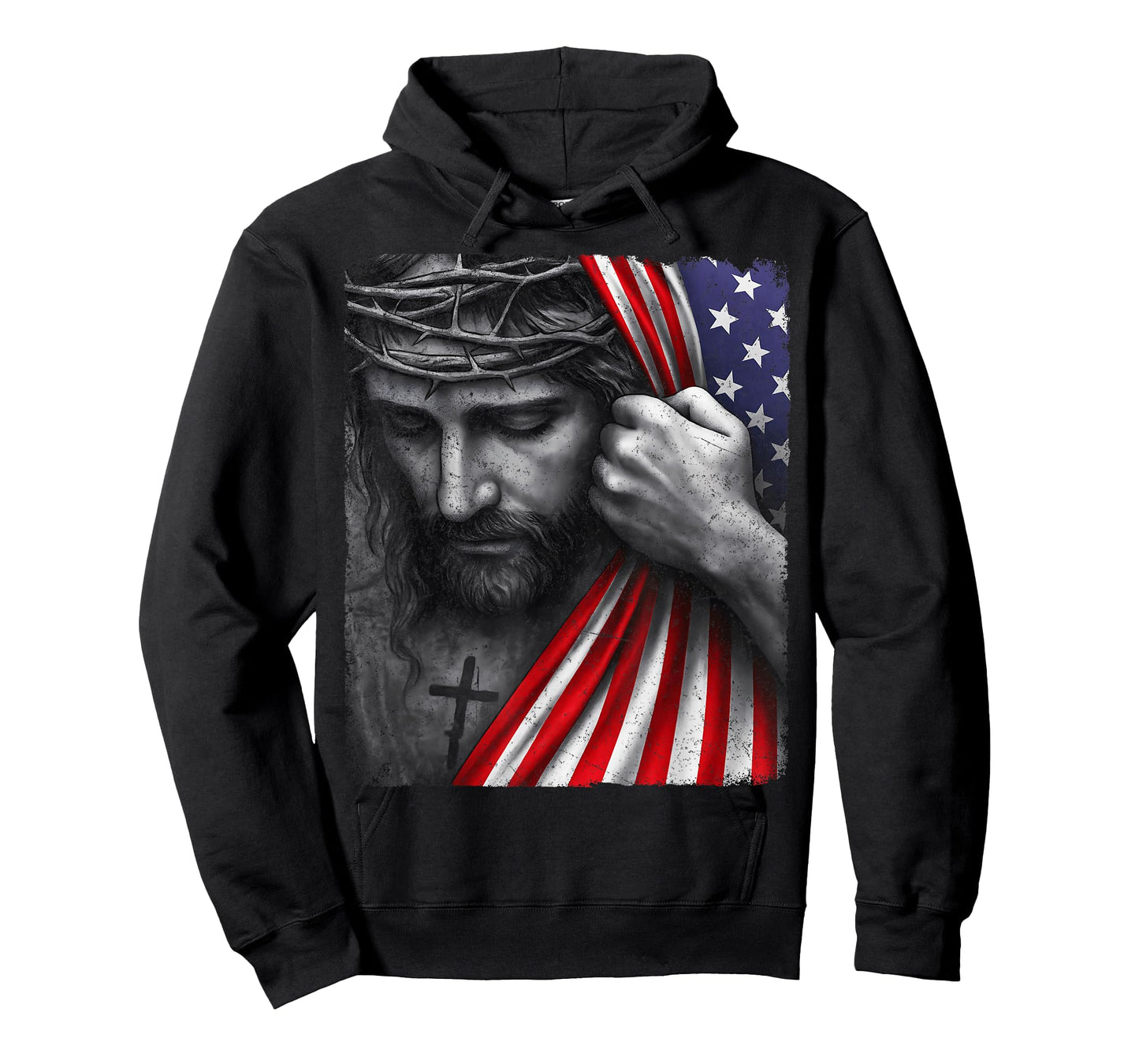 Jesus Faith Cross Crown America Patriotic Heritage Flag T-Shirt