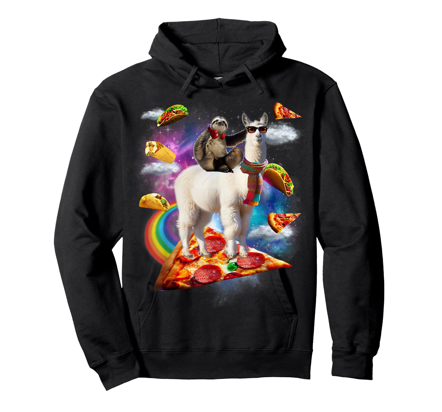 Sloth Riding Llama Shirt - Galaxy Pizza Taco Burrito Gift T-Shirt