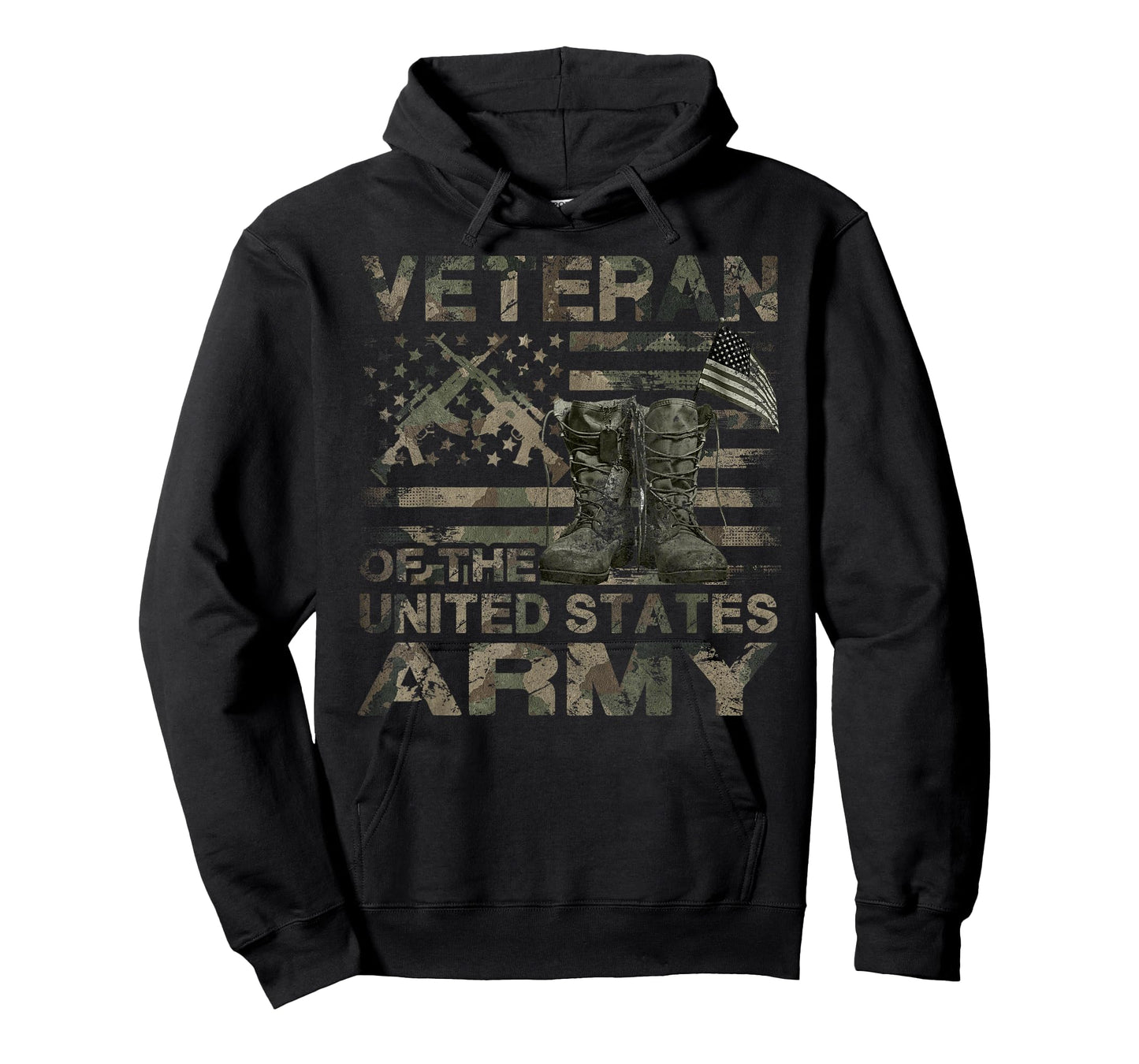 Distressed American Flag Camouflage Proud US Army Veteran T-Shirt