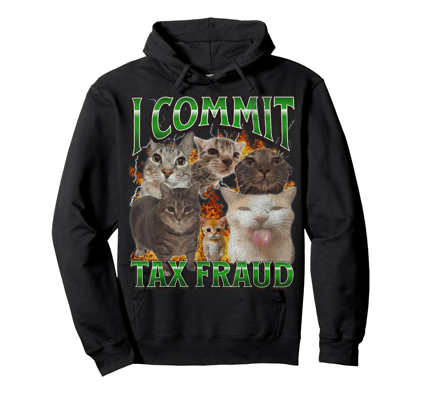 I Commit Tax Fraud Funny Cat Meme Bootleg Graphic Men Women T-Shirt