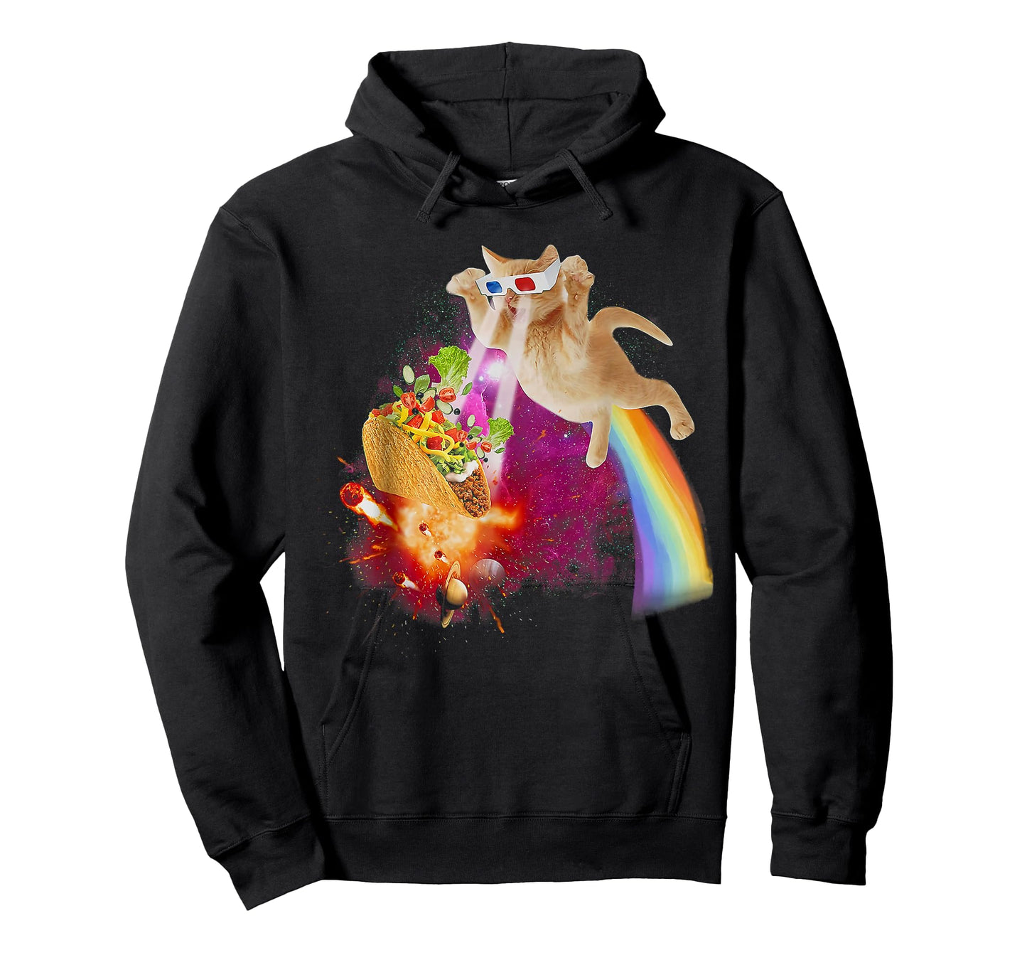 Funny Space Cat Laser Taco Galaxy Kitten Rainbow Cat T-Shirt