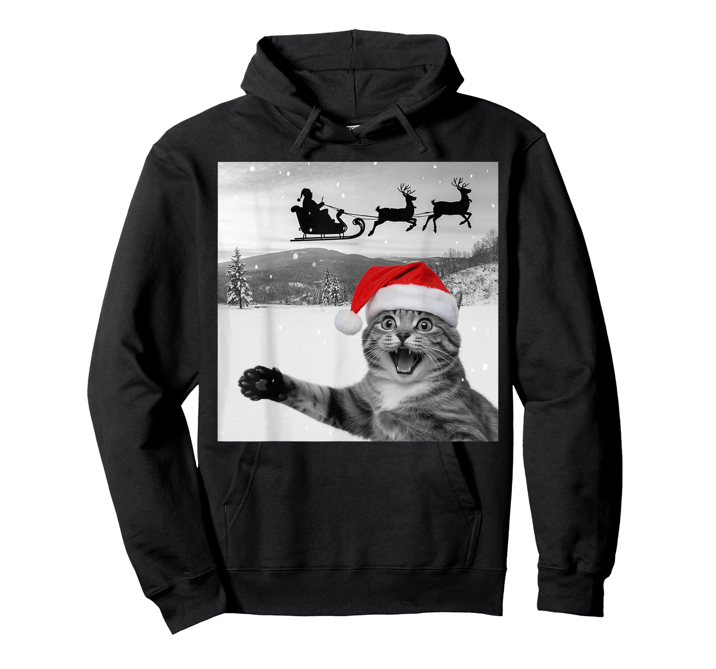 Cat Selfie with Santa Funny Christmas for Men Women Kids T-Shirt
