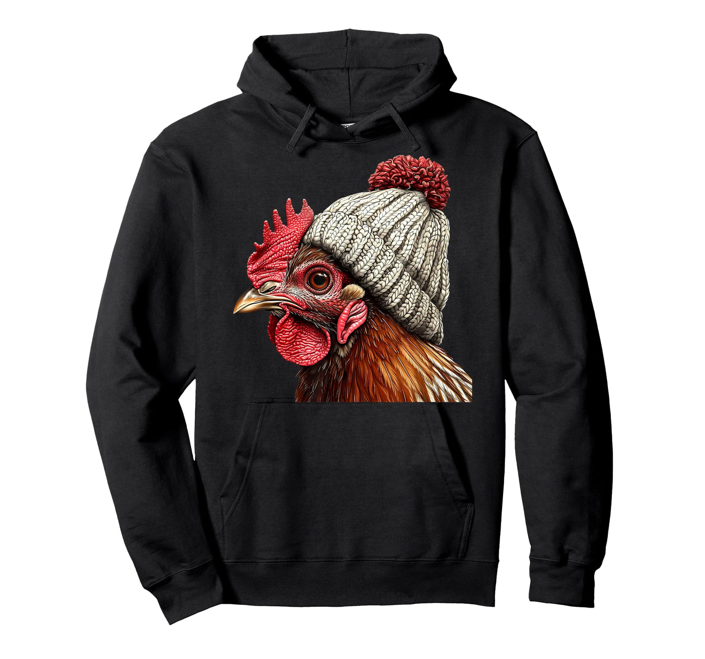 Chicken Wearing Beanie Retro Graphic Farm Animal Rooster T-Shirt