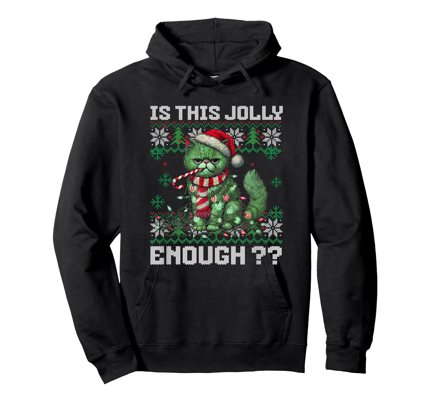 Grumpy Christmas Cat Ugly Sweater Is This Jolly Enough Cat T-Shirt