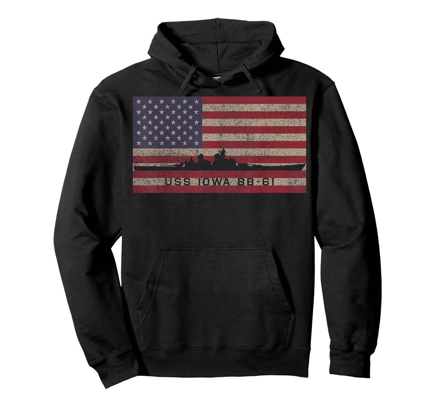 USS Iowa BB-61 WW2 Battleship USA American Flag T-Shirt