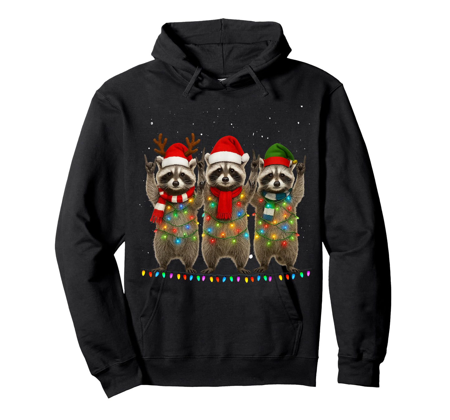 Raccoon Christmas Tree Lights Pajama Racoon Lover Xmas 2025 T-Shirt