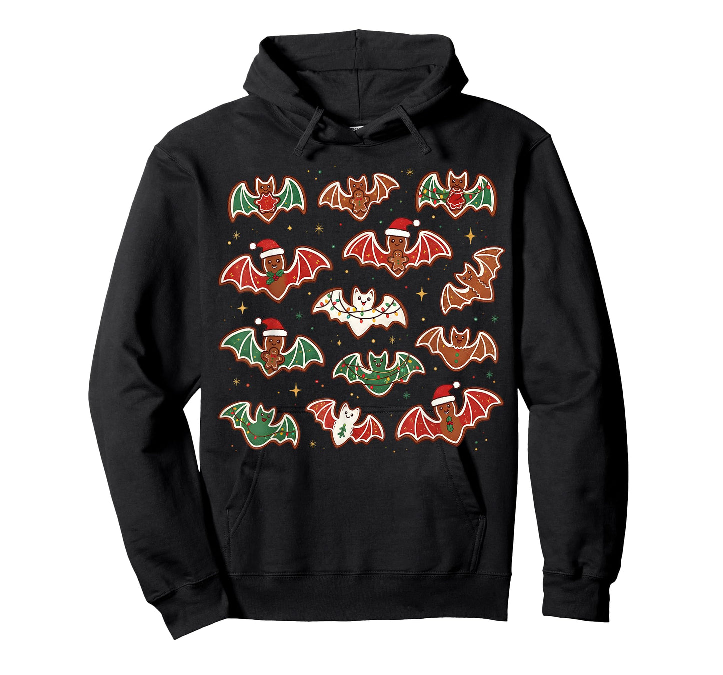Cute Gingerbread Bats Spooky Christmas Cookie Graphic T-Shirt