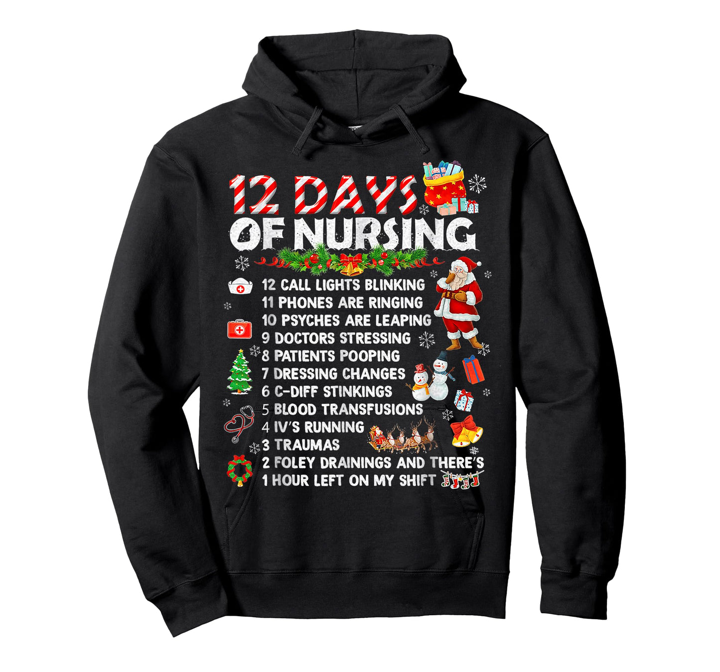 12 Days of Nursing Nurses Christmas Xmas T-Shirt
