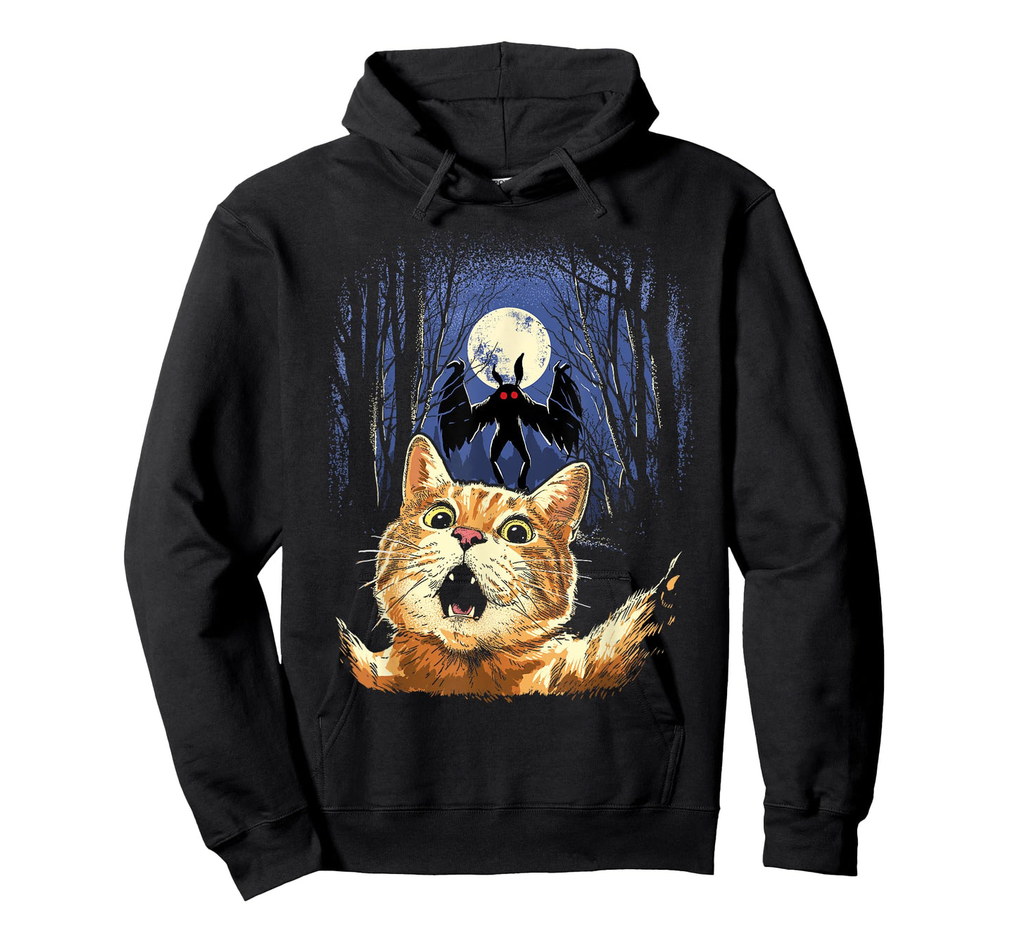 Scared Cat Selfie Cat With Mothman Monster Cryptid Creature T-Shirt