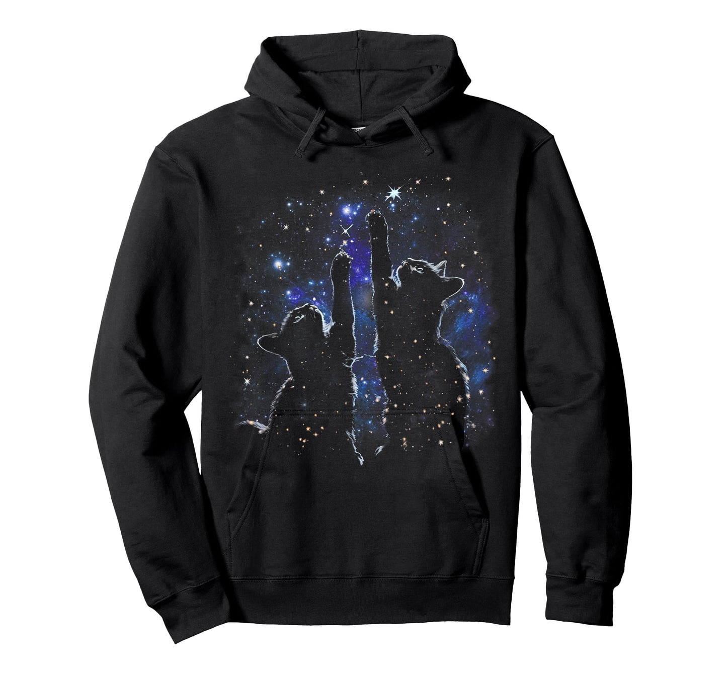 Two Cats Reaching for Stars Funny Galaxy Space Cat Night Sky T-Shirt