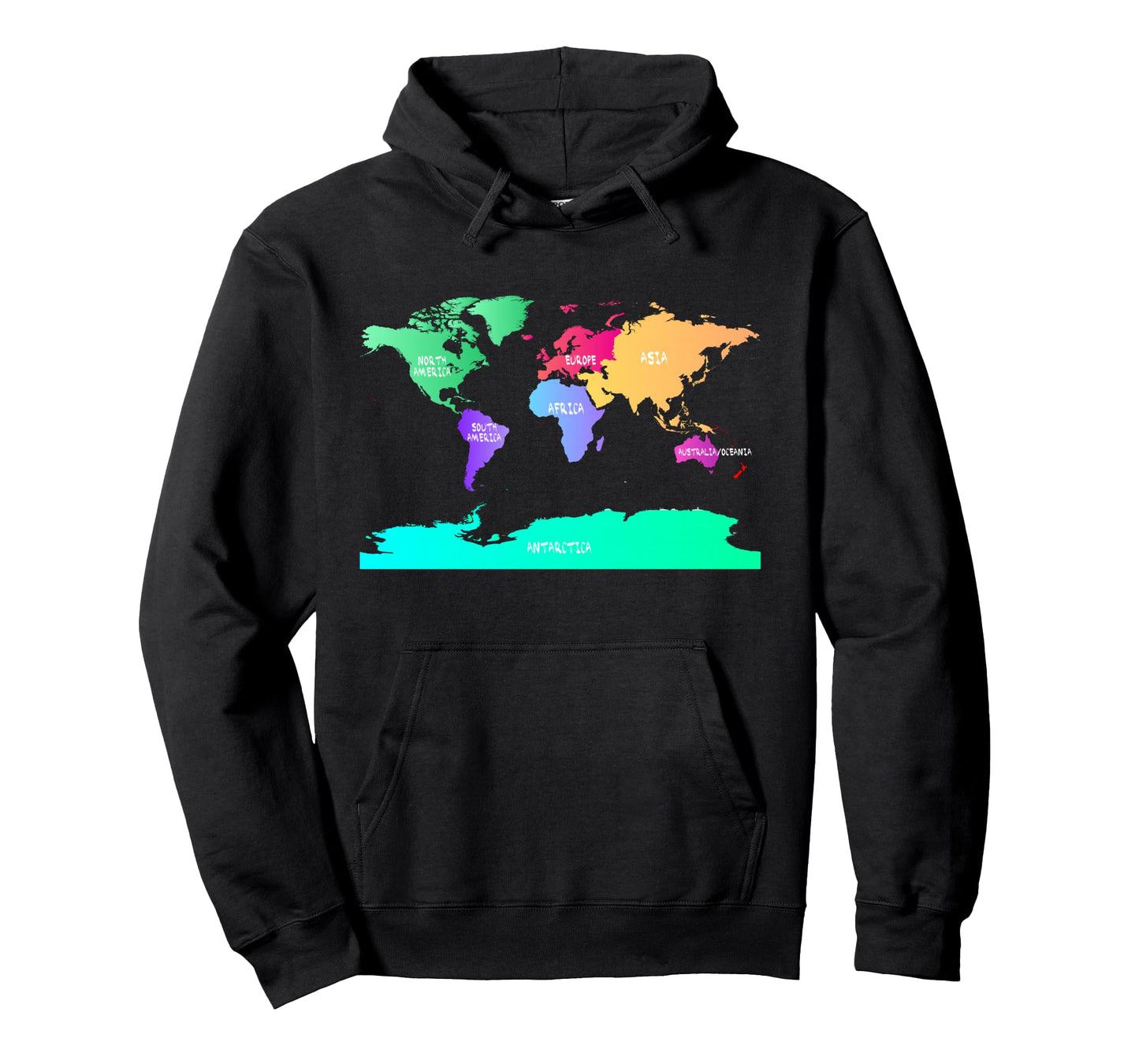 World Map of All Seven Continents T-Shirt Long Sleeve T-Shirt