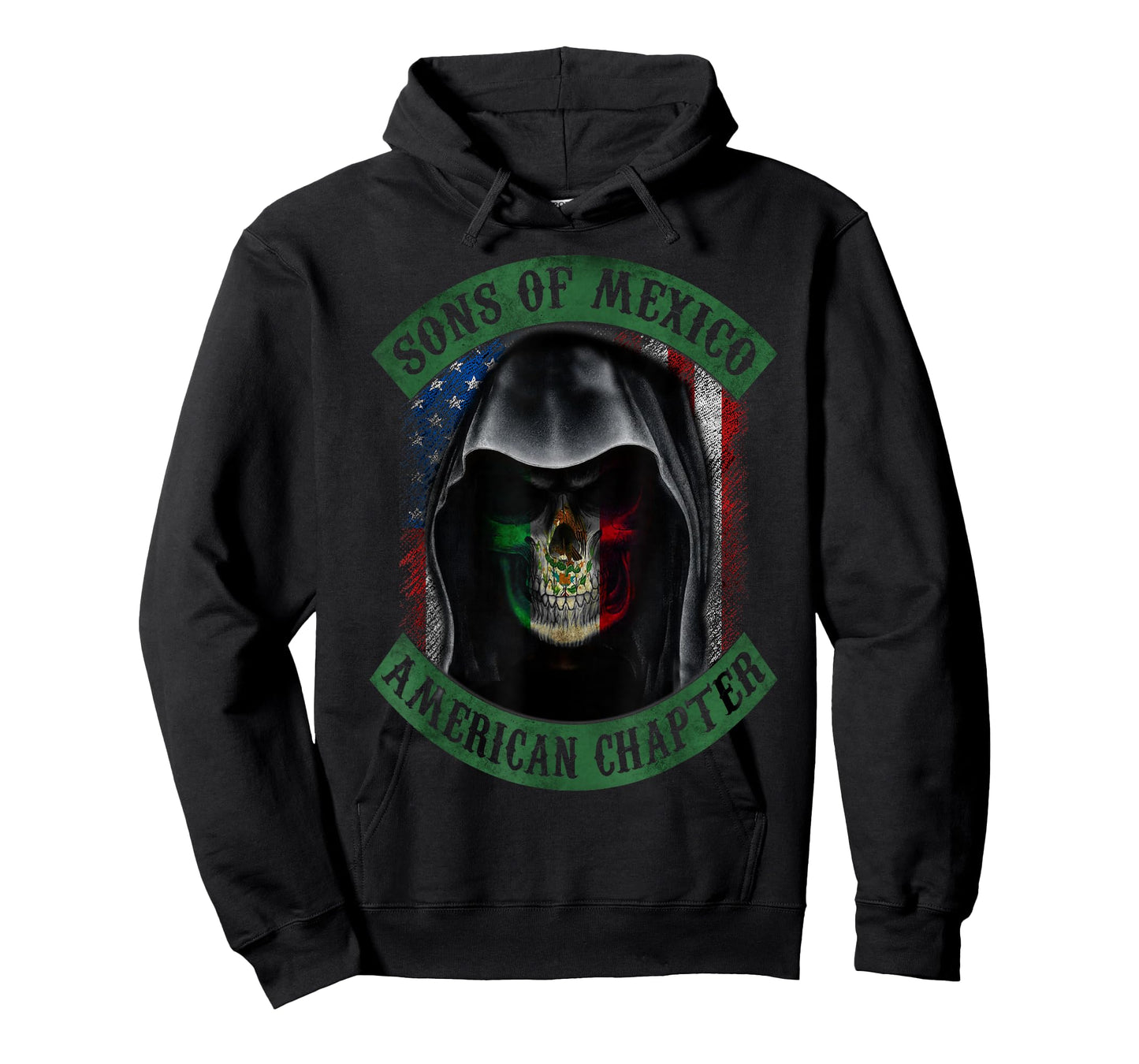 Sons Of Mexico, American Chapter, Mexican Skull USA Flag Women Men T-Shirt