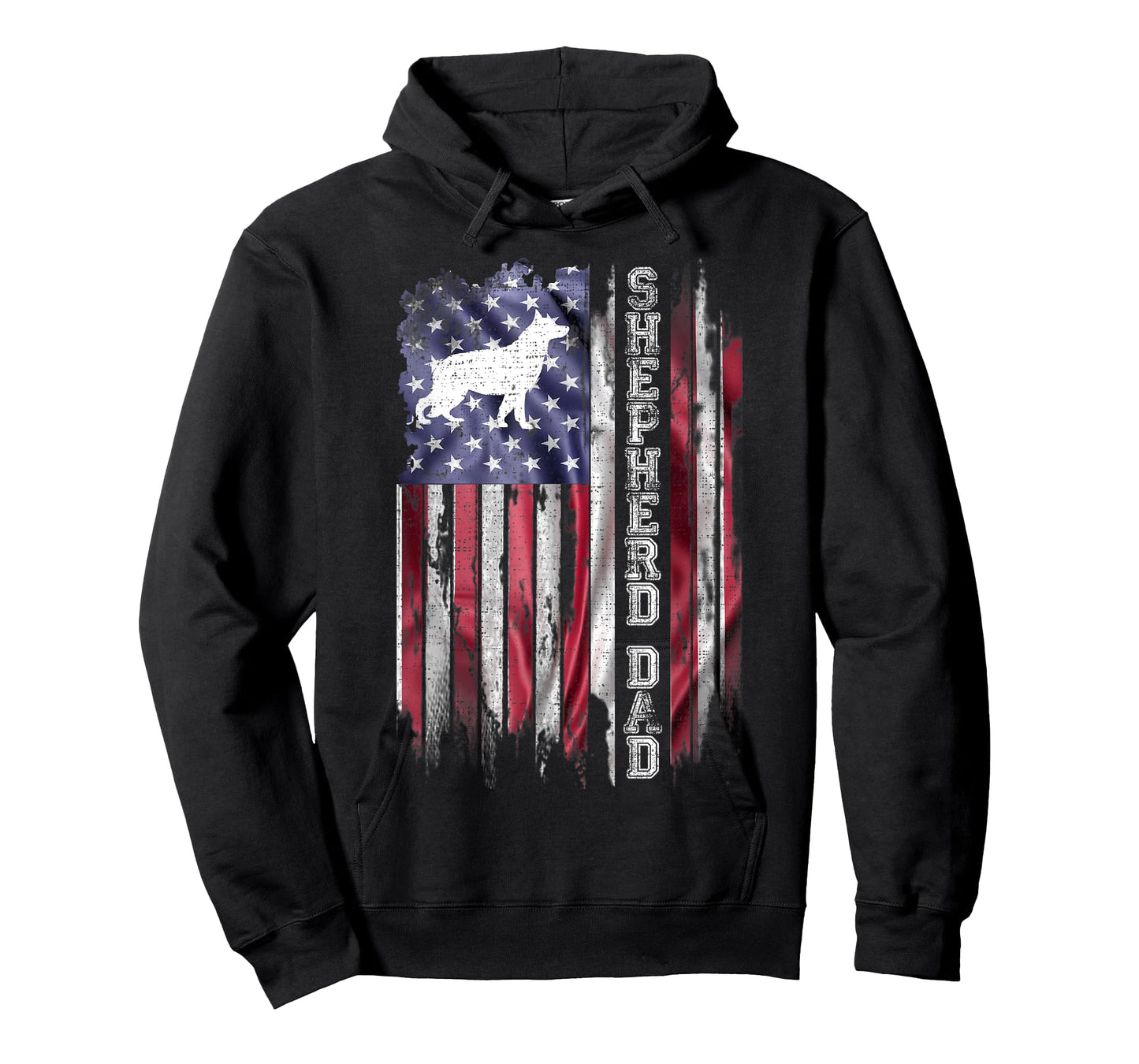 Vintage American Flag Proud German Shepherd Dad Silhouette T-Shirt