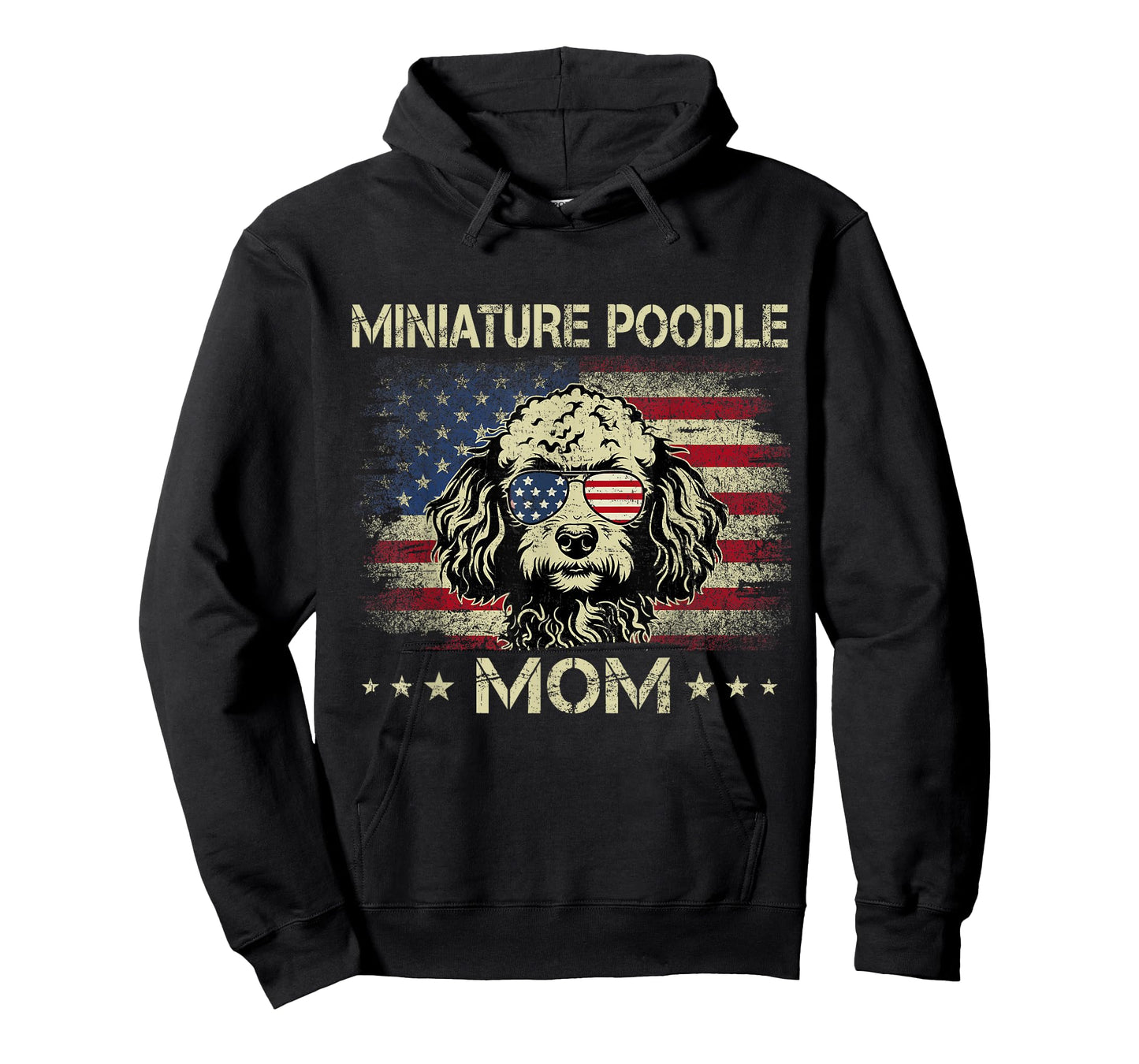 Miniature Poodle Mom Dog Vintage American Flag 4th Of July T-Shirt