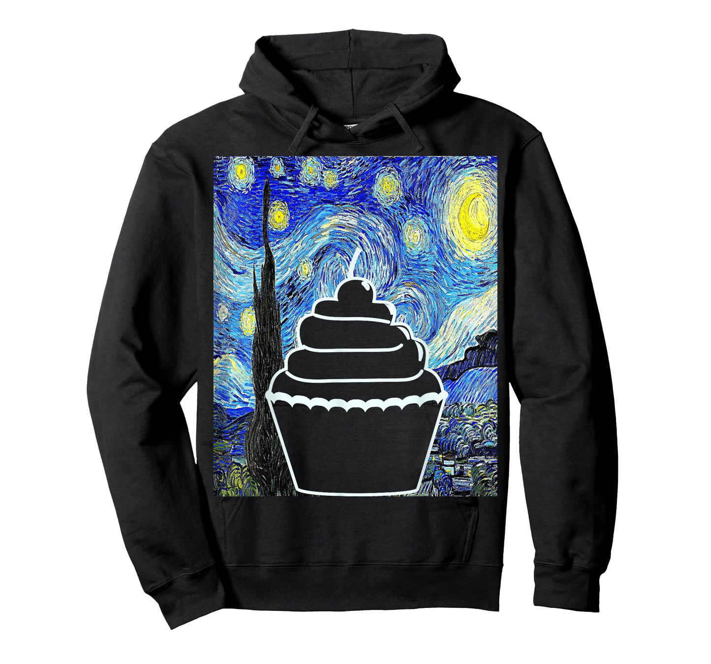 Cupcake Starry Night Cupcake Lover Baking Painting T-Shirt