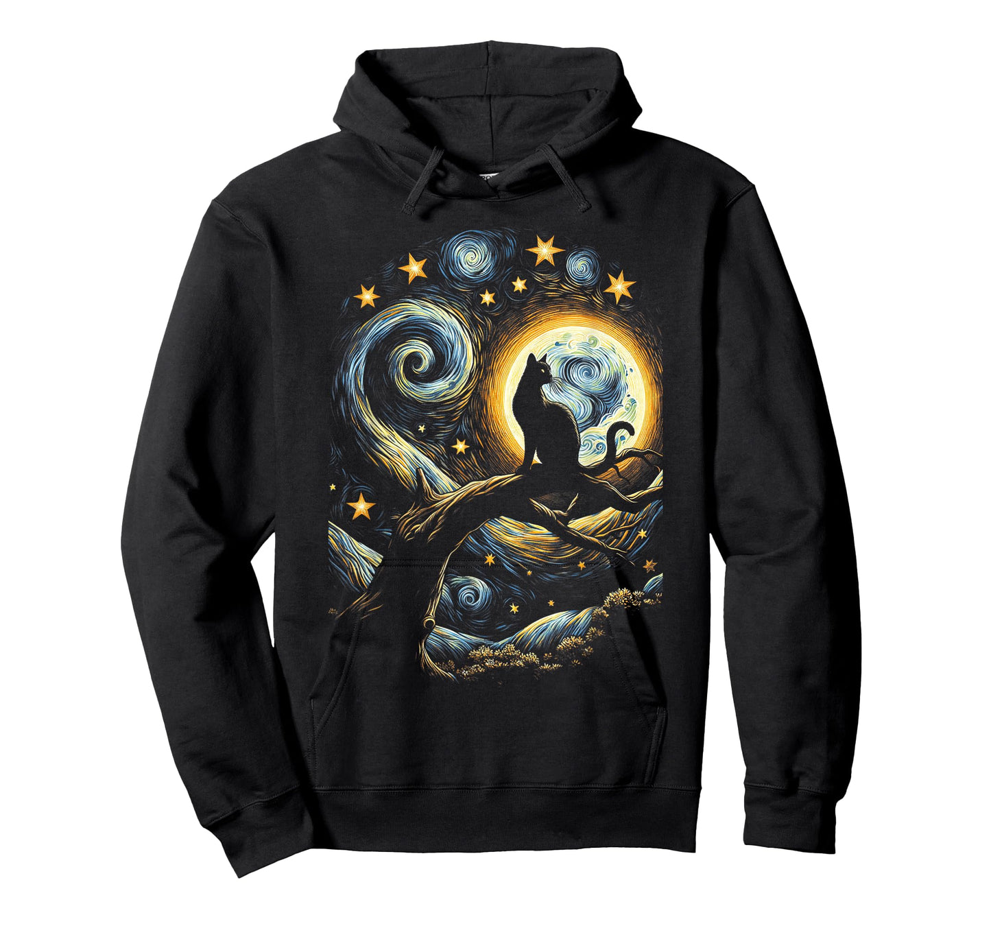 Cat Starry Night, Cat Van Gogh, Cat Art, Kids Mens Funny Cat T-Shirt