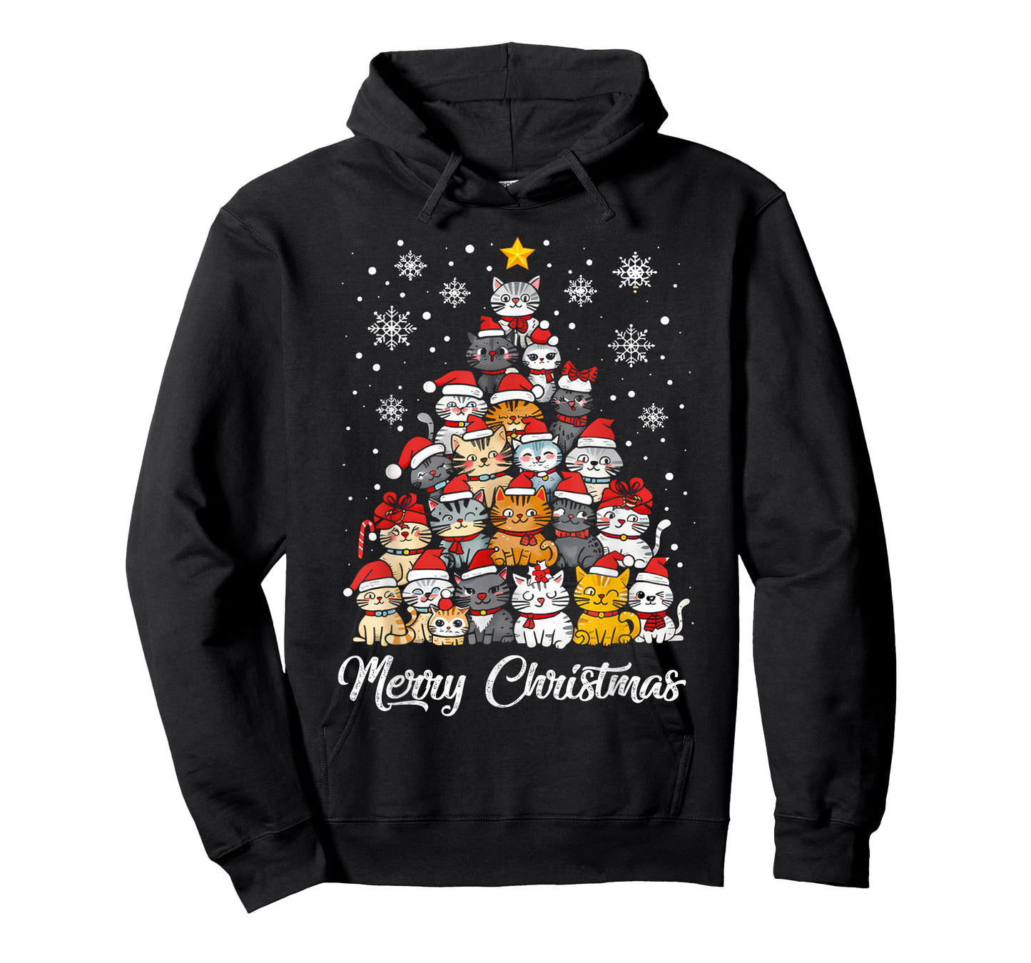 Meowy Catmas Cat Christmas Tree Xmas Girls Boys Funny Santa T-Shirt